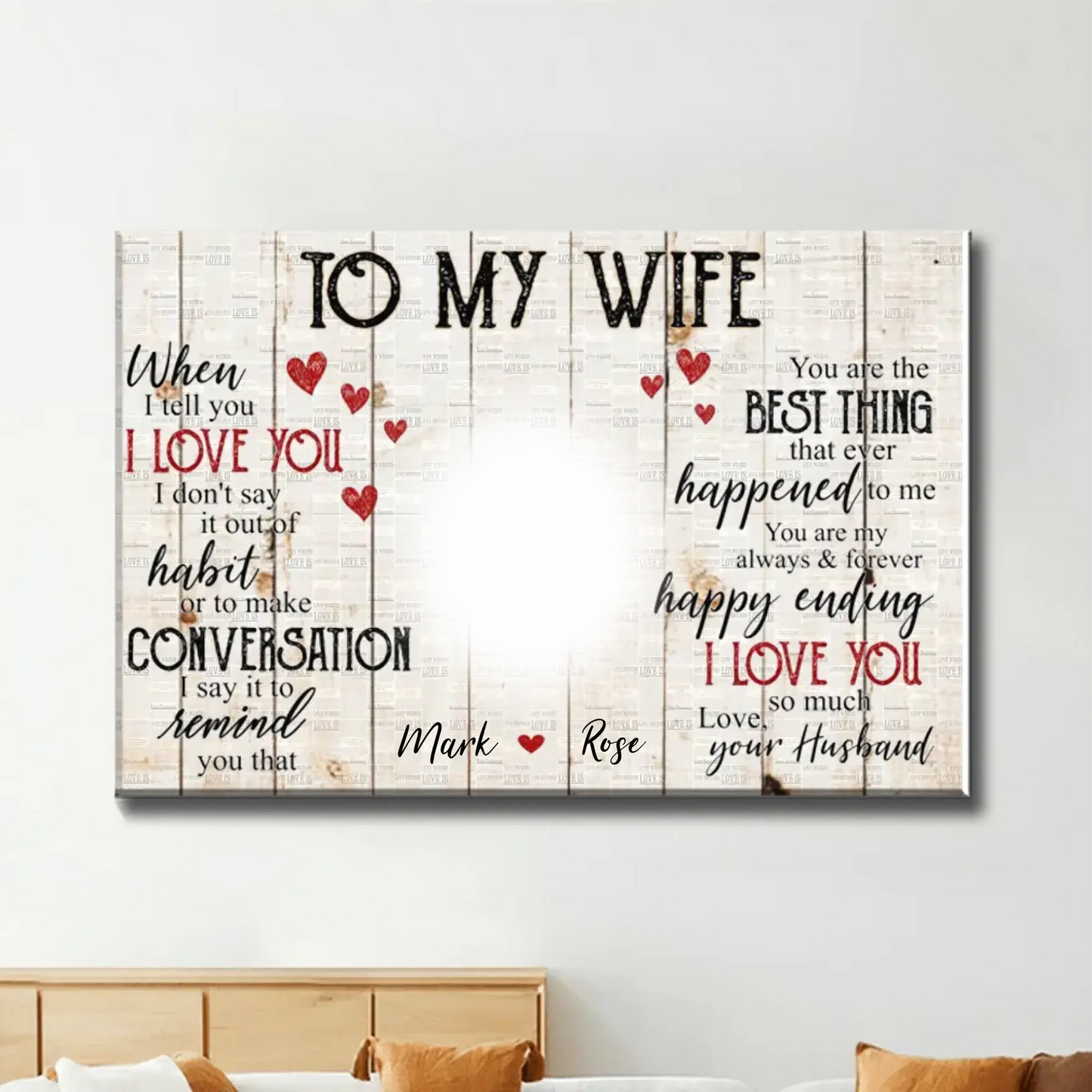 Custom Photo & Name Love Scene – Personalized Poster/Canvas – Anniversary Gift for Wife, Romantic Gift for Her Ezcustomize