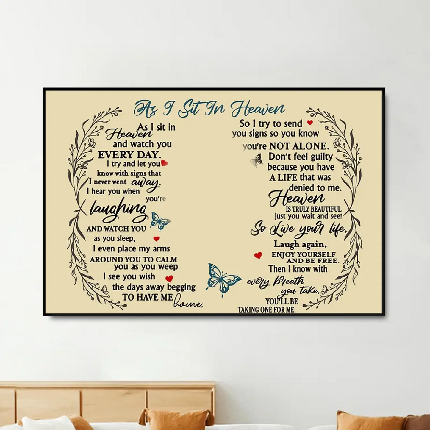 Custom Photo "As I Sit in Heaven" Memorial Art – Personalized Poster/Canvas – Sympathy Gift for Parents, Grandparents & Family Members Ezcustomize
