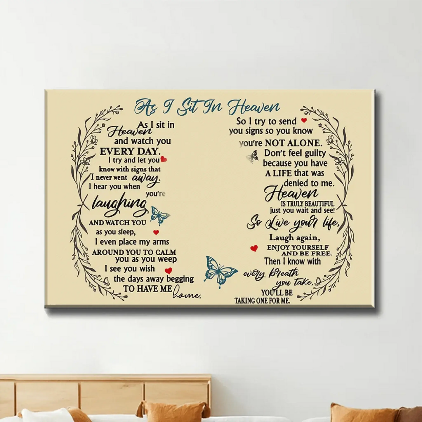 Custom Photo "As I Sit in Heaven" Memorial Art – Personalized Poster/Canvas – Sympathy Gift for Parents, Grandparents & Family Members Ezcustomize
