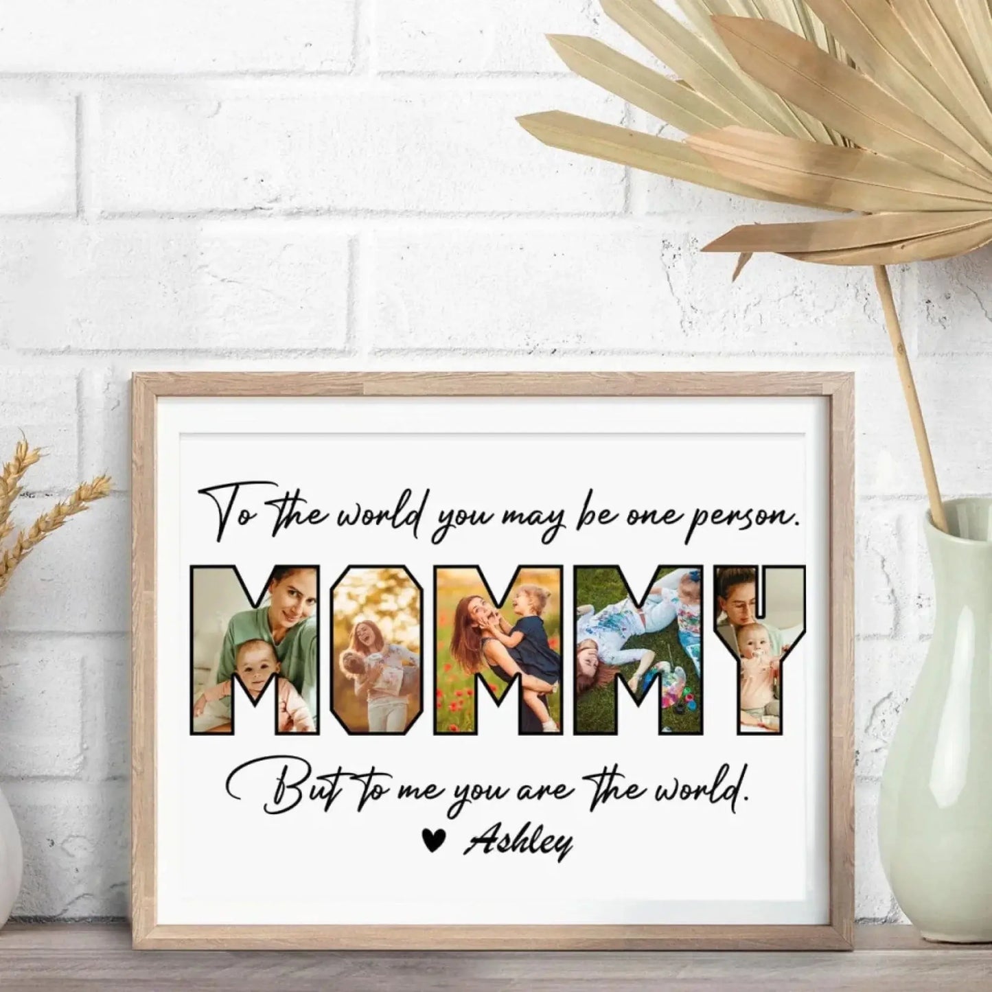 Custom Photo "Happy Mother’s Day Mom – To Us, You Are the World" Family Picture Frame – Personalized Gift for Mom Ezcustomize