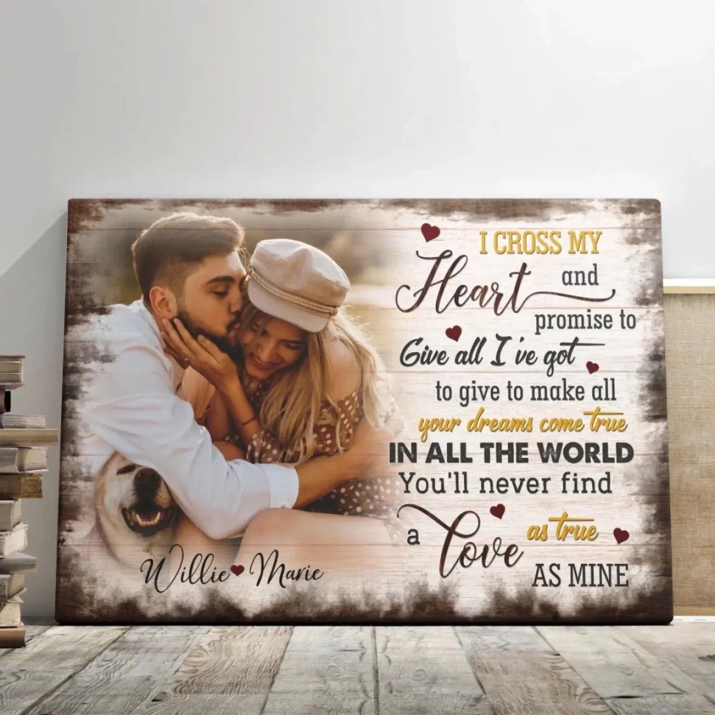 Custom Photo "I Cross My Heart" – Personalized Poster/Canvas – Anniversary Gift for Couples & Loved Ones Ezcustomize