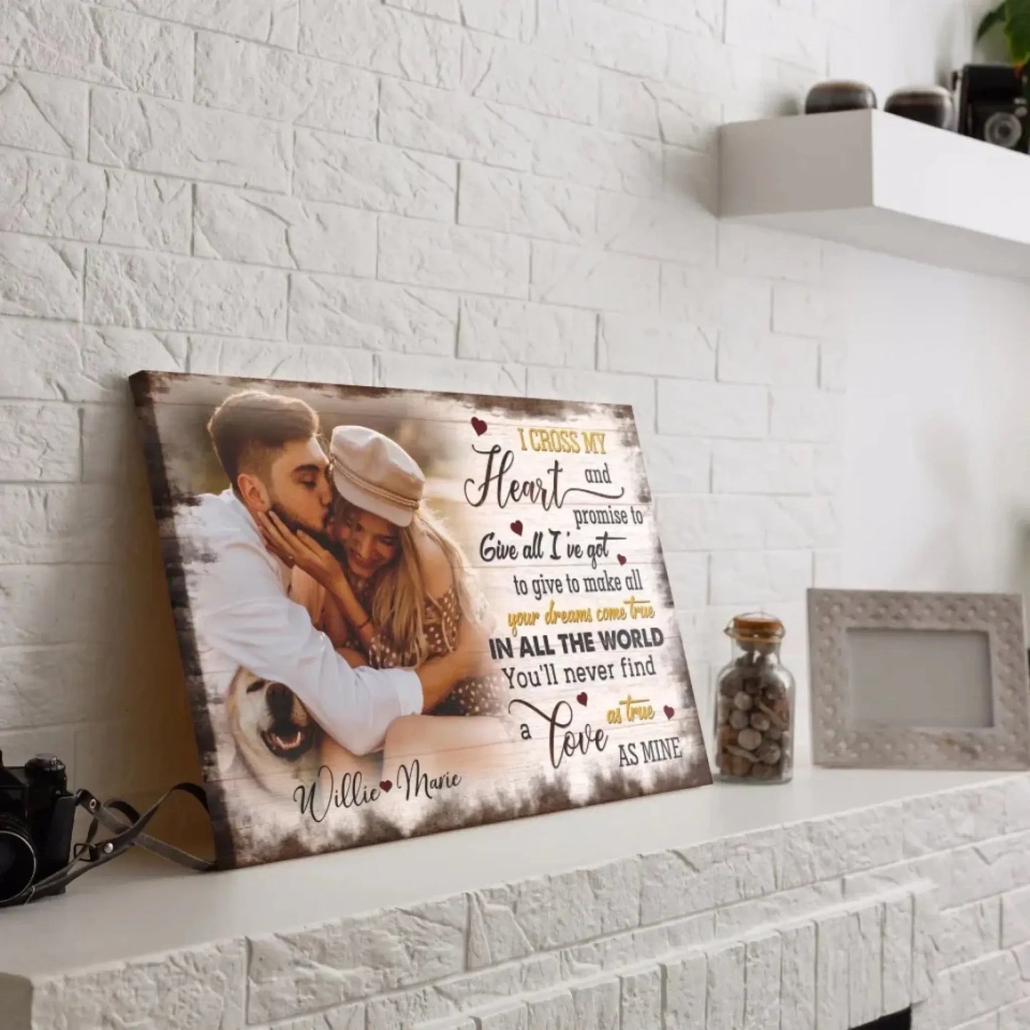 Custom Photo "I Cross My Heart" – Personalized Poster/Canvas – Anniversary Gift for Couples & Loved Ones Ezcustomize
