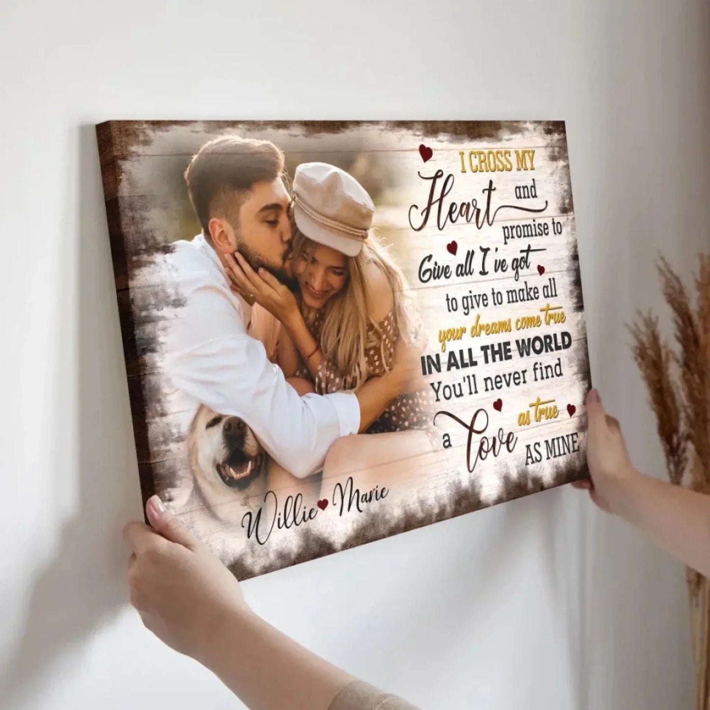Custom Photo "I Cross My Heart" – Personalized Poster/Canvas – Anniversary Gift for Couples & Loved Ones Ezcustomize