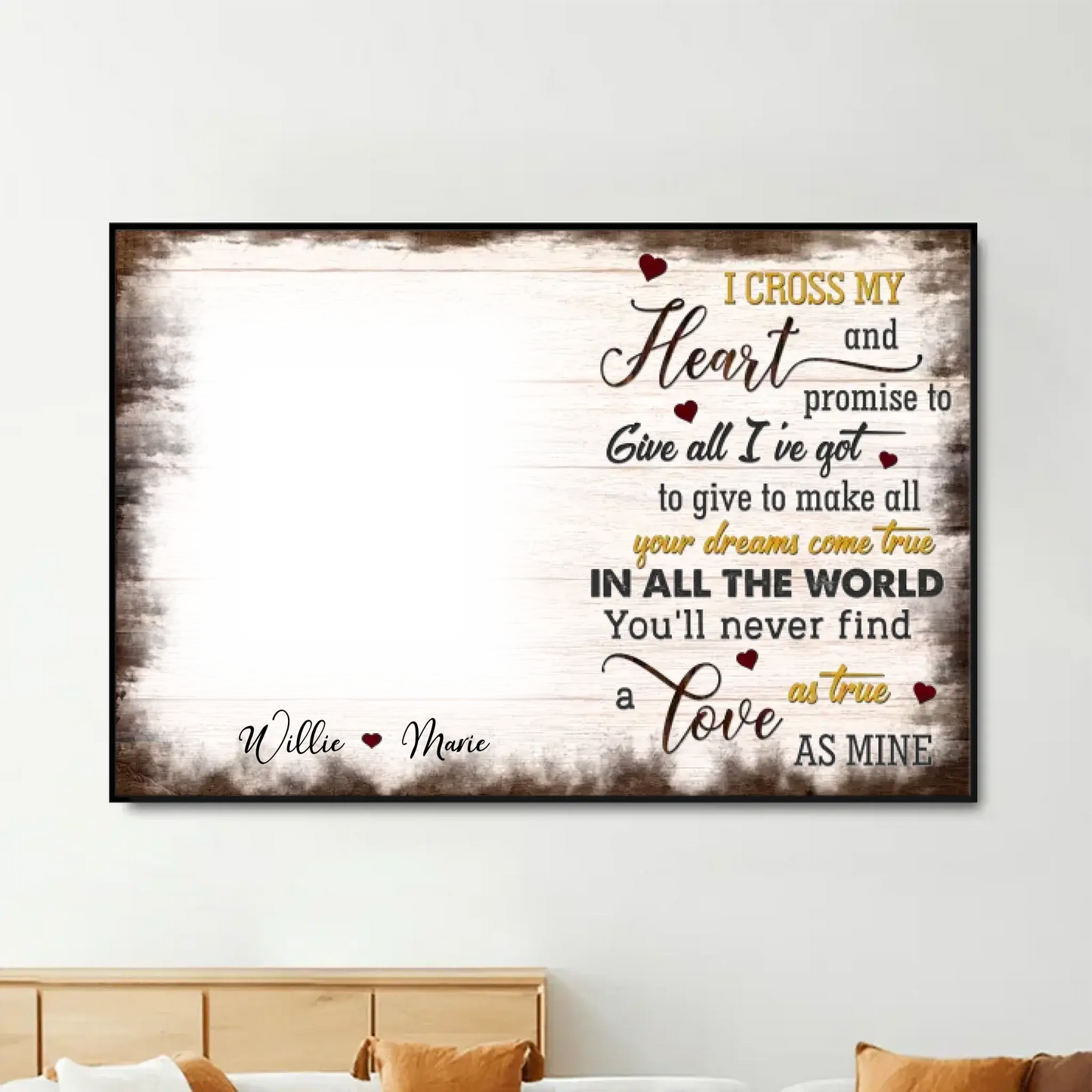 Custom Photo "I Cross My Heart" – Personalized Poster/Canvas – Anniversary Gift for Couples & Loved Ones Ezcustomize