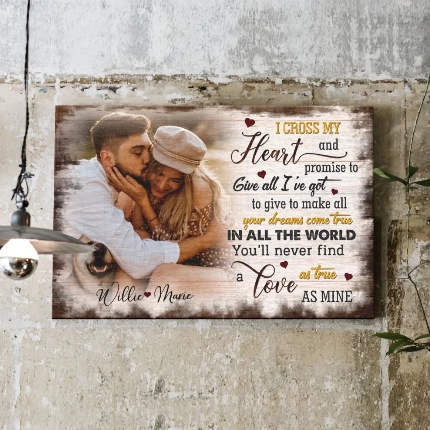 Custom Photo "I Cross My Heart" – Personalized Poster/Canvas – Anniversary Gift for Couples & Loved Ones Ezcustomize