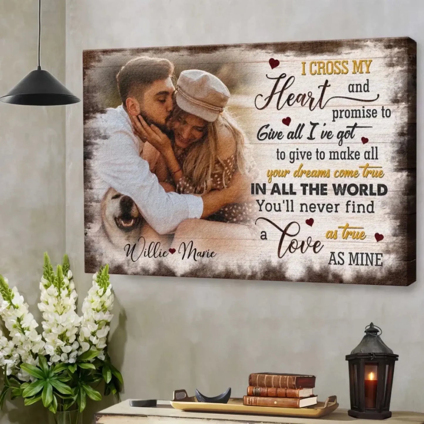 Custom Photo "I Cross My Heart" – Personalized Poster/Canvas – Anniversary Gift for Couples & Loved Ones Ezcustomize