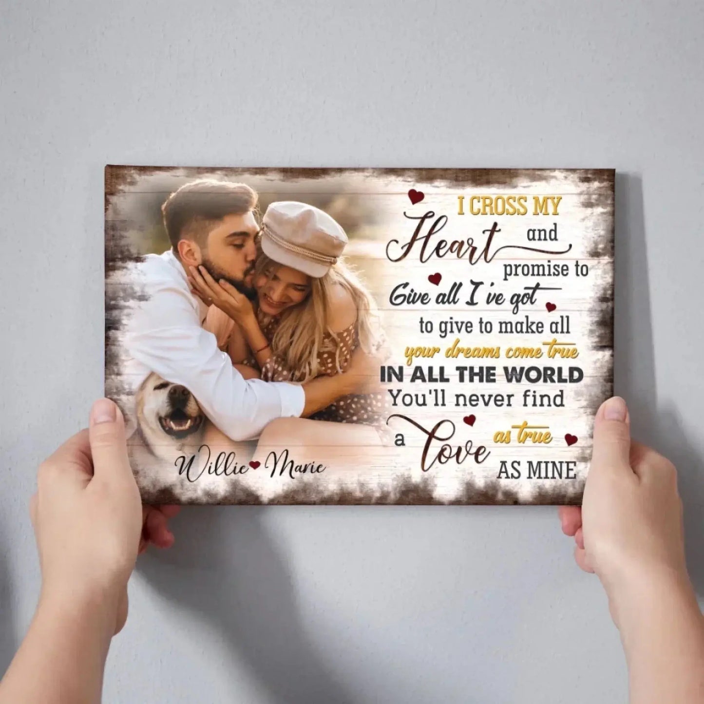 Custom Photo "I Cross My Heart" – Personalized Poster/Canvas – Anniversary Gift for Couples & Loved Ones Ezcustomize
