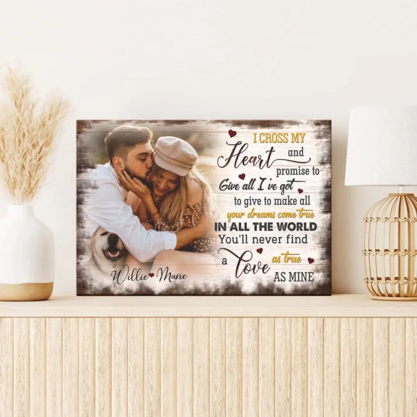 Custom Photo "I Cross My Heart" – Personalized Poster/Canvas – Anniversary Gift for Couples & Loved Ones Ezcustomize