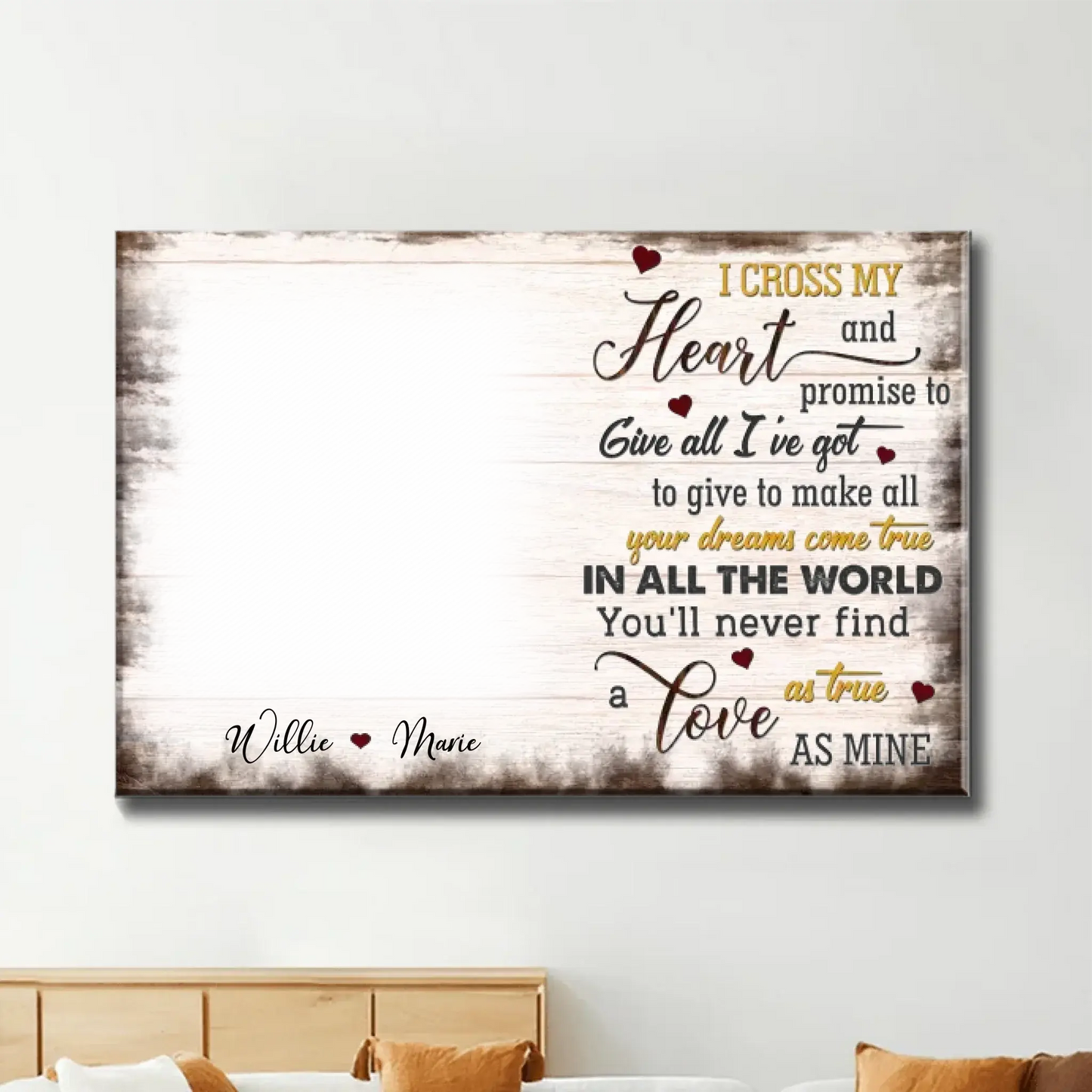 Custom Photo "I Cross My Heart" – Personalized Poster/Canvas – Anniversary Gift for Couples & Loved Ones Ezcustomize