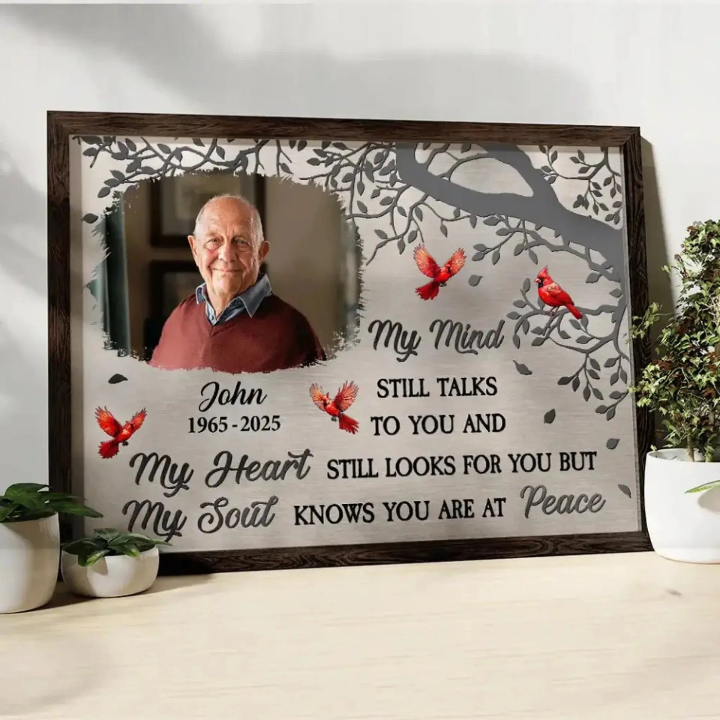 Custom Photo "My Mind Still Talks to You" – Personalized Memorial Poster/Canvas – Sympathy Gift to Honor a Loved One Ezcustomize