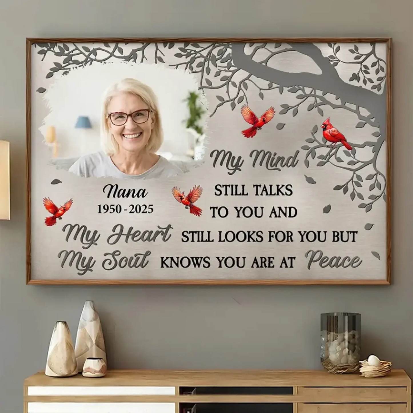 Custom Photo "My Mind Still Talks to You" – Personalized Memorial Poster/Canvas – Sympathy Gift to Honor a Loved One Ezcustomize