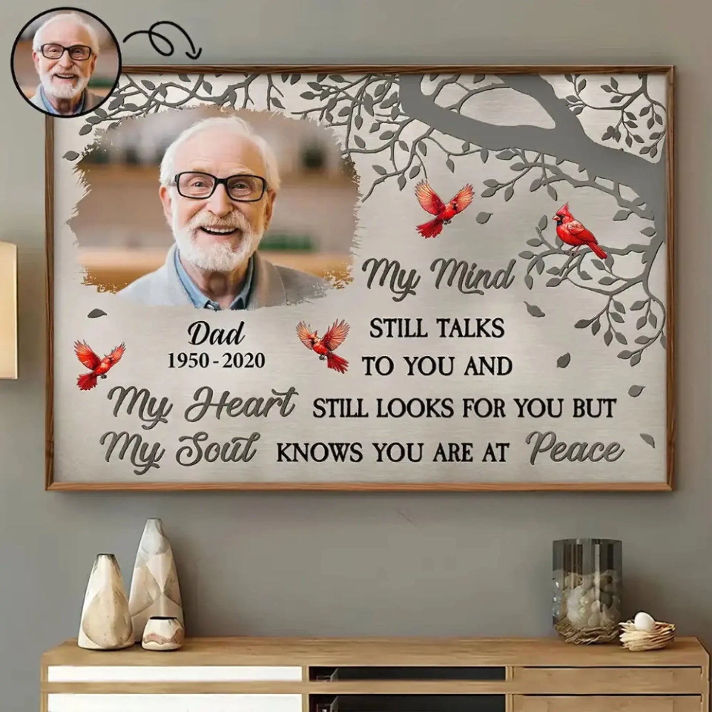 Custom Photo "My Mind Still Talks to You" – Personalized Memorial Poster/Canvas – Sympathy Gift to Honor a Loved One Ezcustomize