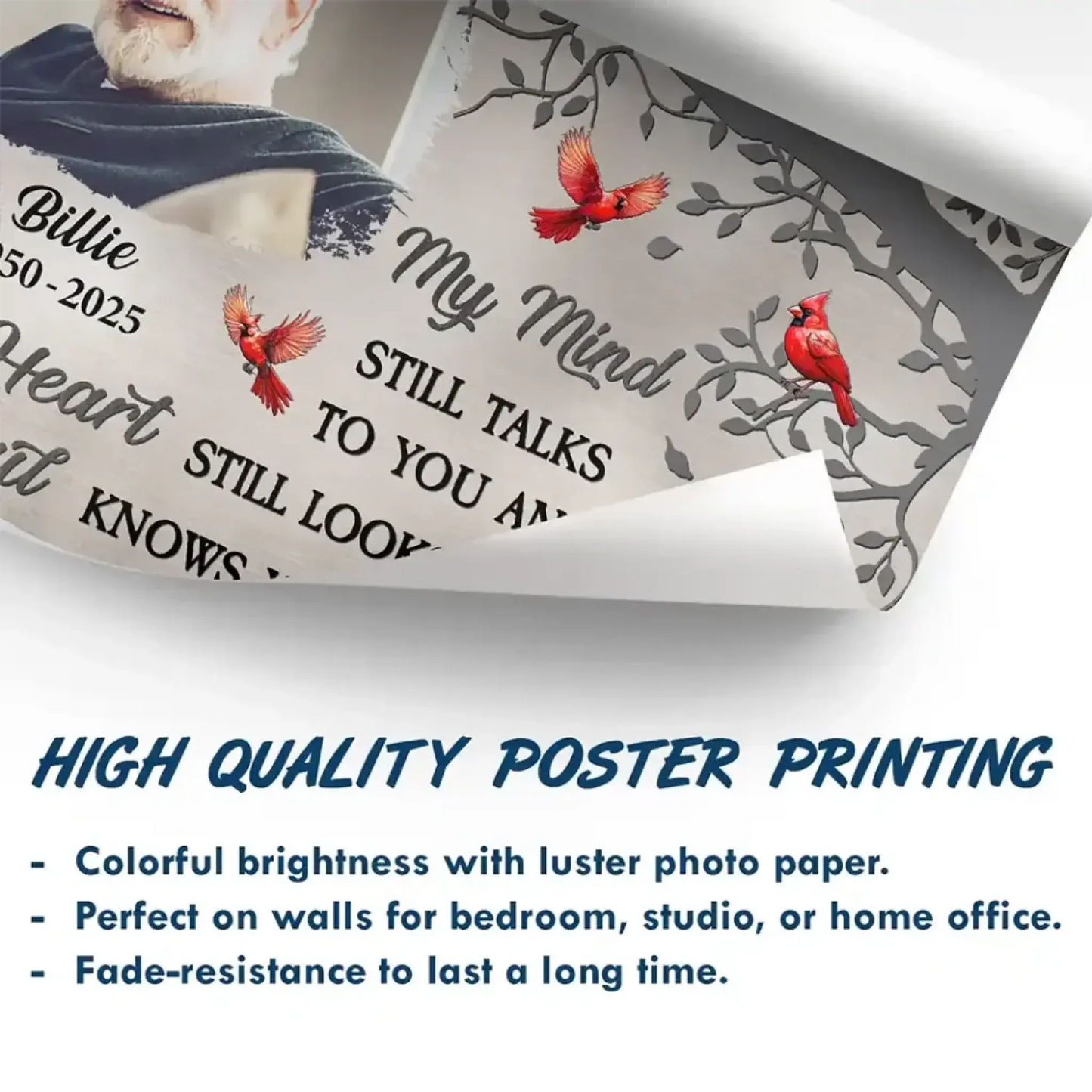 Custom Photo "My Mind Still Talks to You" – Personalized Memorial Poster/Canvas – Sympathy Gift to Honor a Loved One Ezcustomize