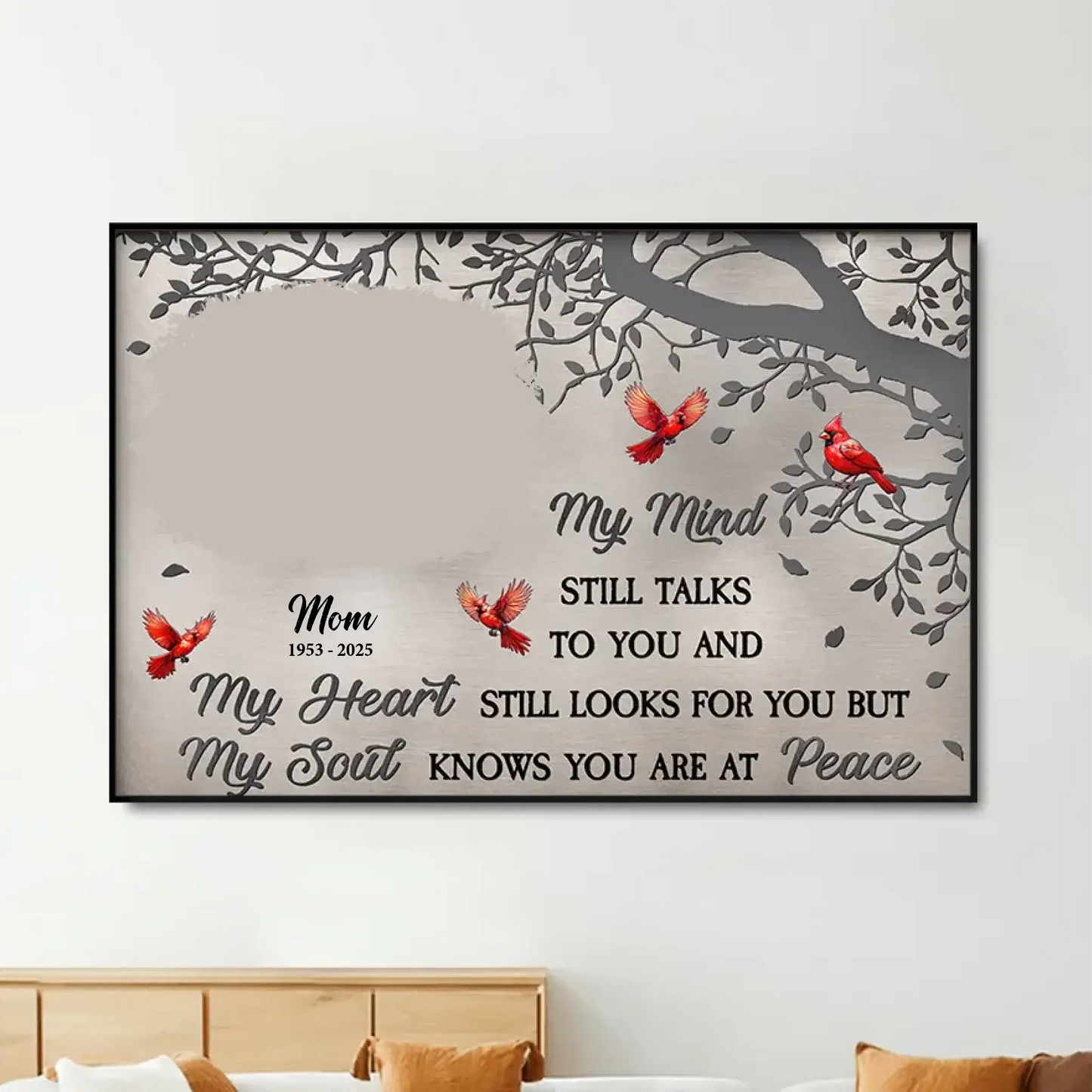 Custom Photo "My Mind Still Talks to You" – Personalized Memorial Poster/Canvas – Sympathy Gift to Honor a Loved One Ezcustomize