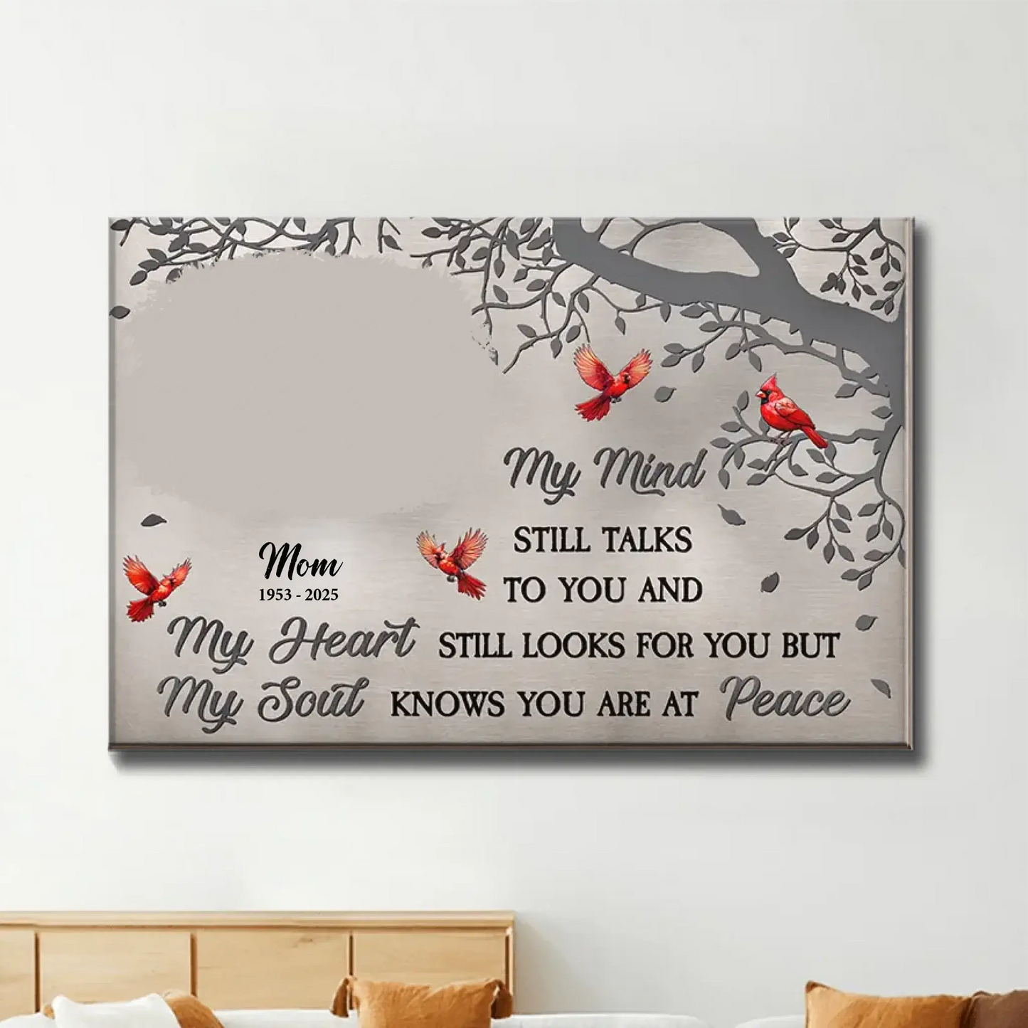 Custom Photo "My Mind Still Talks to You" – Personalized Memorial Poster/Canvas – Sympathy Gift to Honor a Loved One Ezcustomize