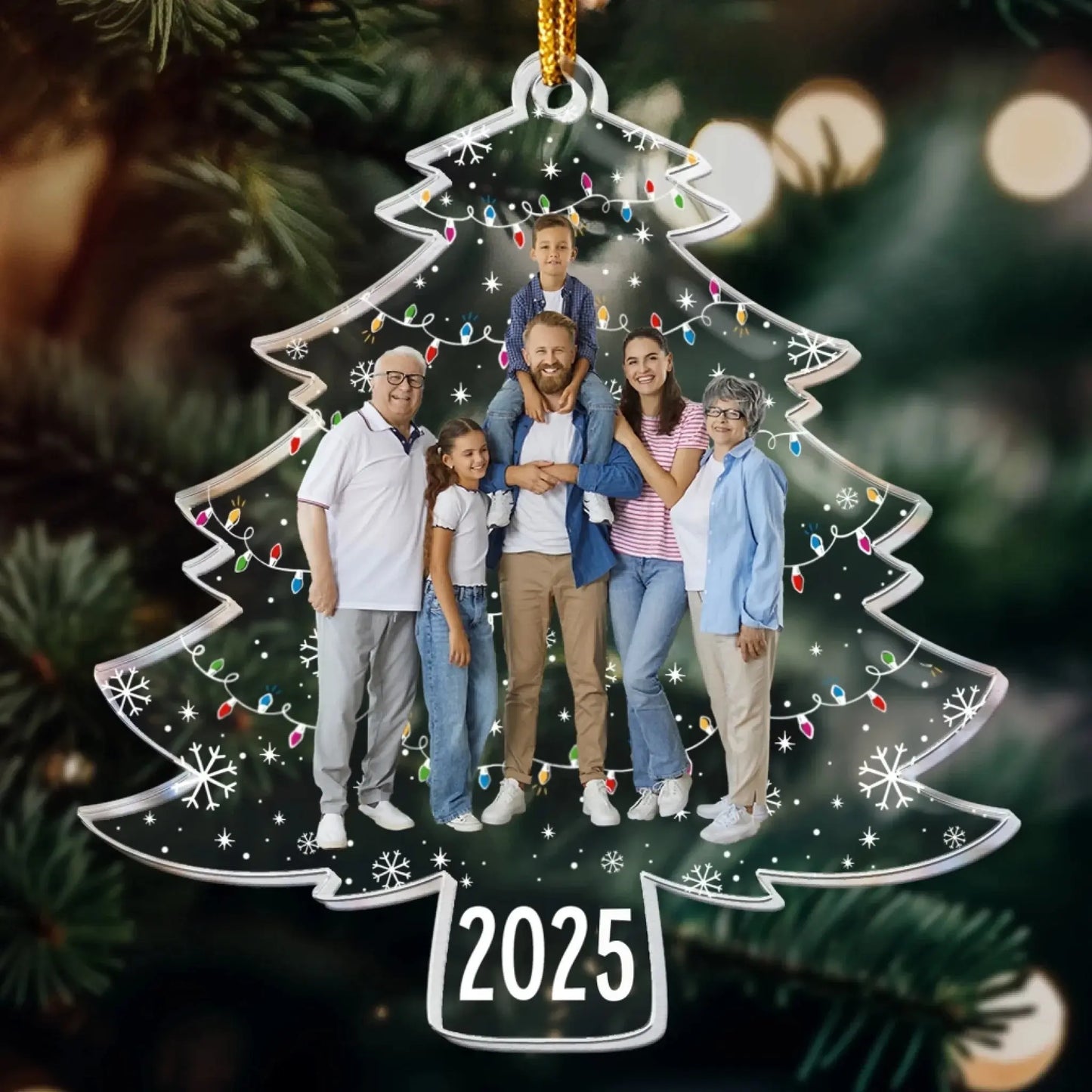Custom Photo on Christmas Tree – Personalized Acrylic Ornament – Unique Holiday Gift for Couples, Family & Friends Ezcustomize