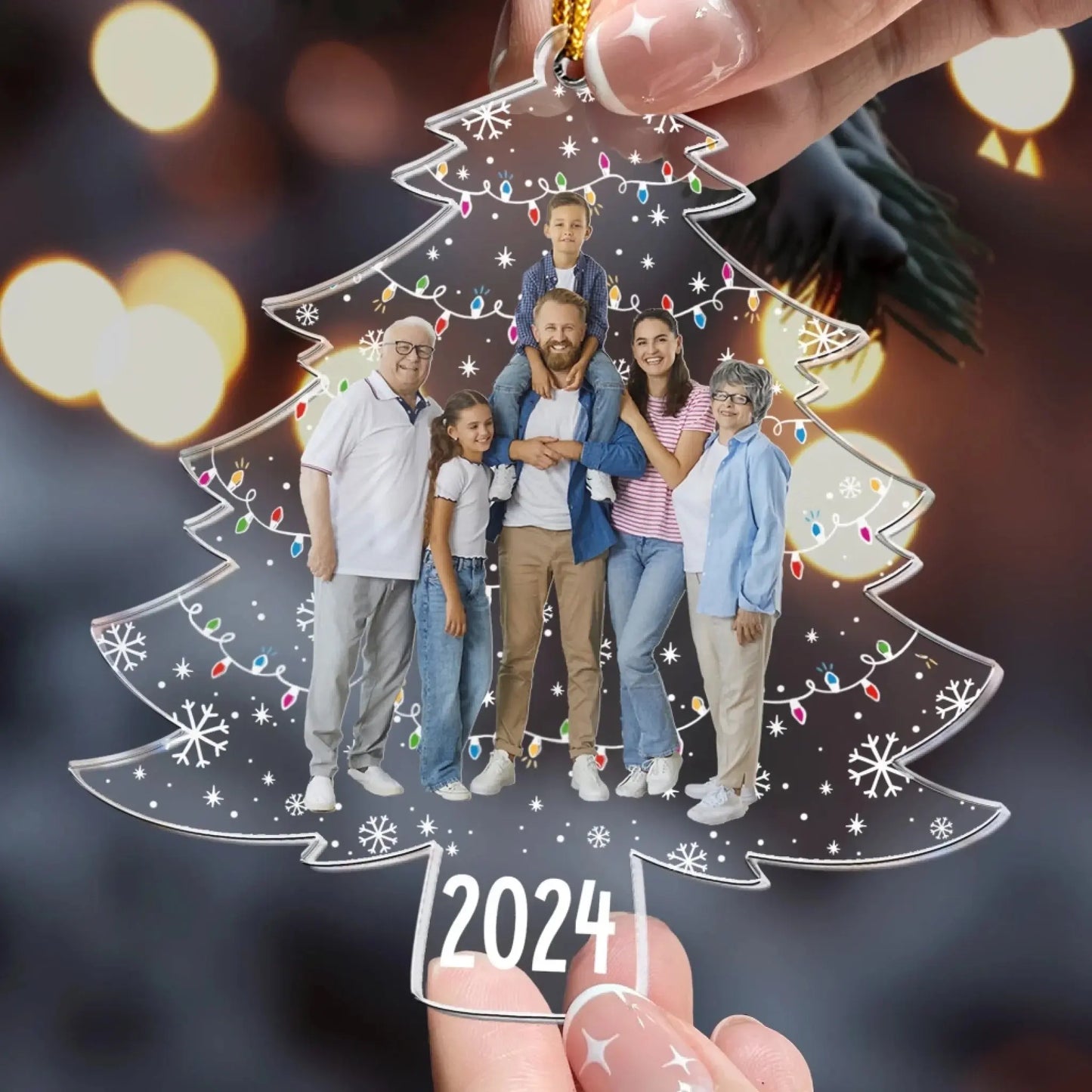 Custom Photo on Christmas Tree – Personalized Acrylic Ornament – Unique Holiday Gift for Couples, Family & Friends Ezcustomize