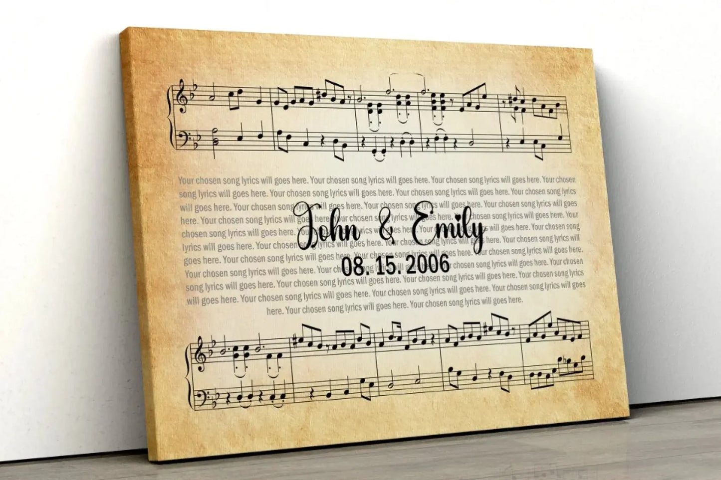 Custom Song Lyrics Wall Art – Personalized Canvas or Poster with Names and Date, Romantic Music Gift for Couples Ezcustomize