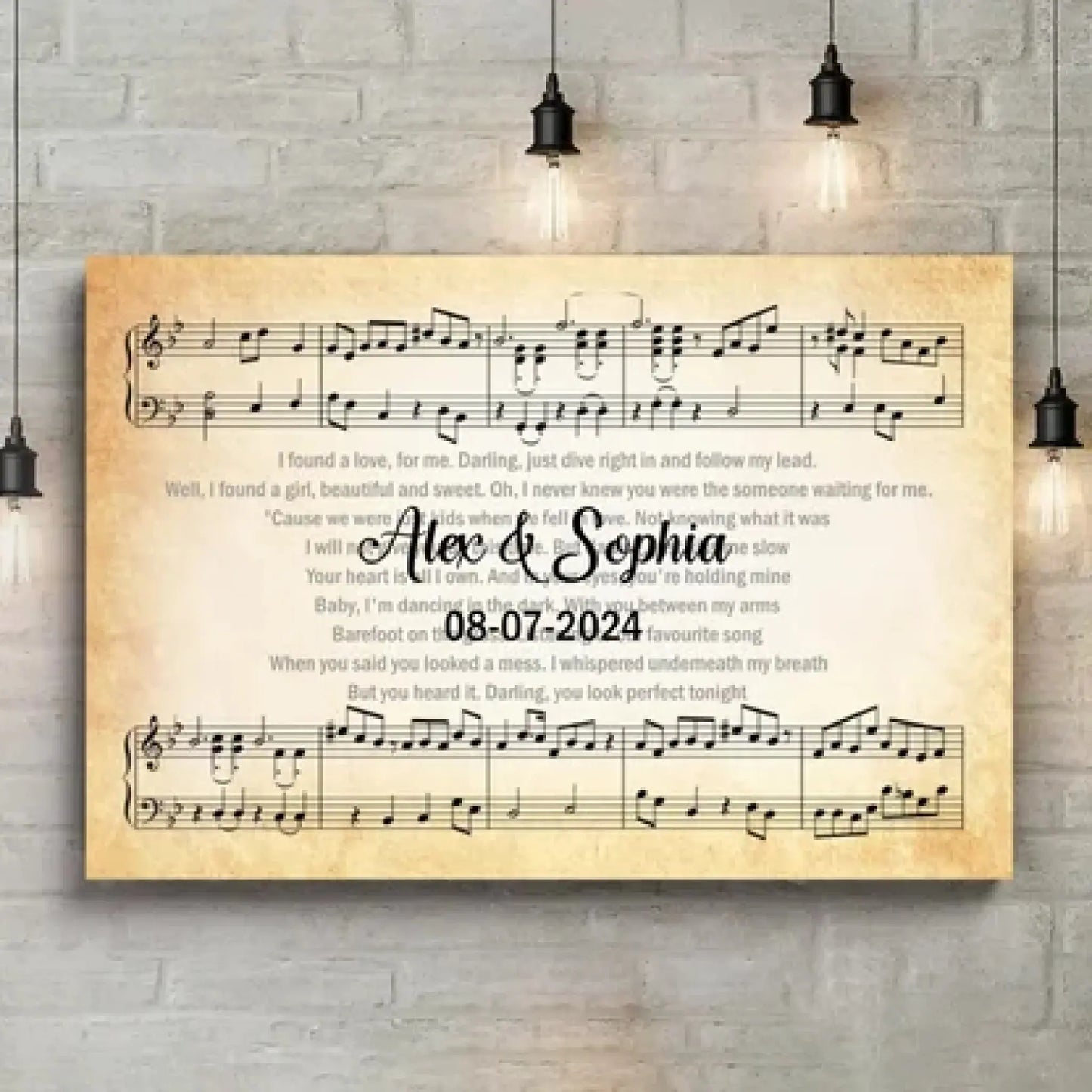 Custom Song Lyrics Wall Art – Personalized Canvas or Poster with Names and Date, Romantic Music Gift for Couples Ezcustomize