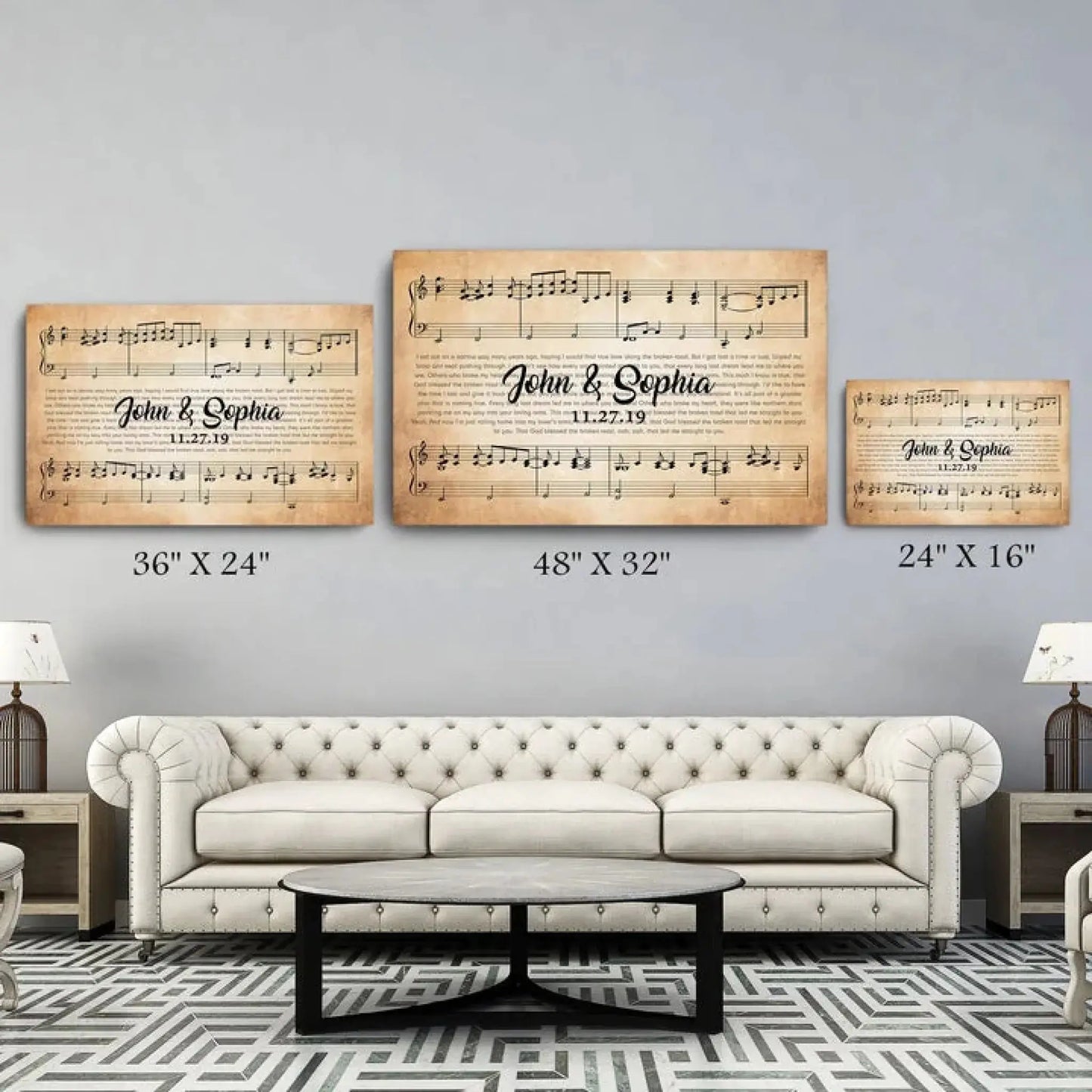 Custom Song Lyrics Wall Art – Personalized Canvas or Poster with Names and Date, Romantic Music Gift for Couples Ezcustomize