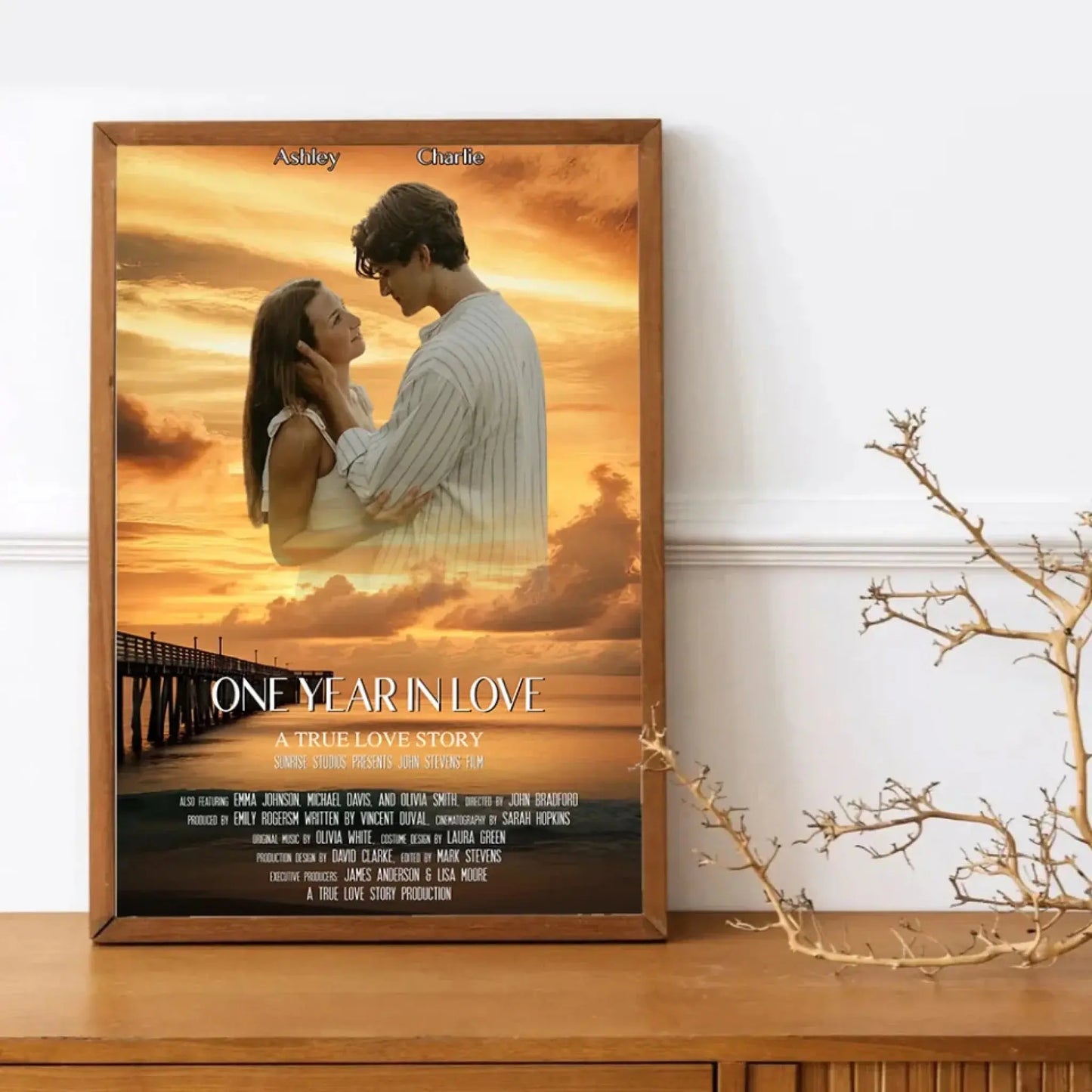 Custom Sunset Movie Poster Canvas – Personalized Wall Art with Custom Title for Couples & Best Friends, Romantic Gift for Anniversaries, Valentine's Day & More Ezcustomize