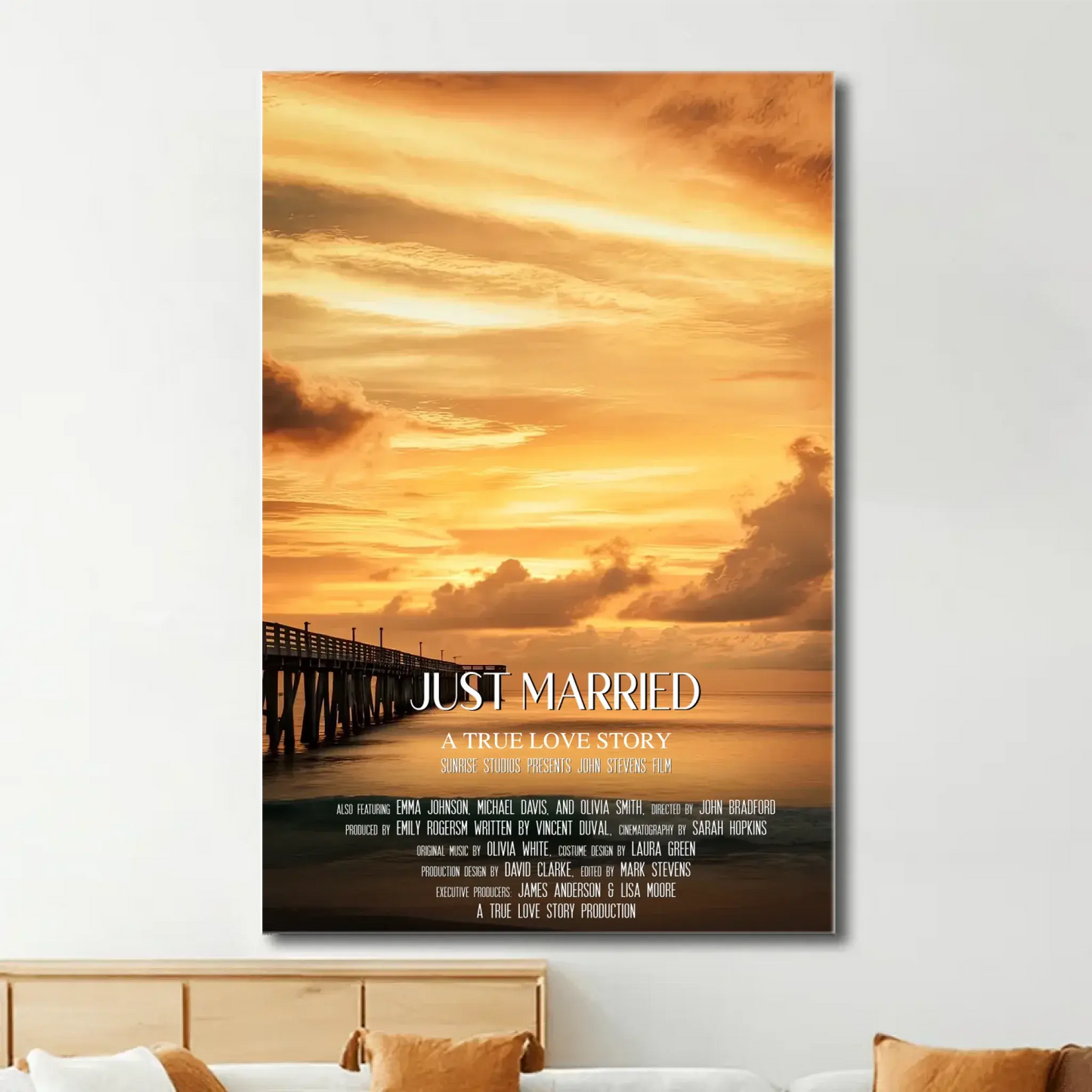 Custom Sunset Movie Poster Canvas – Personalized Wall Art with Custom Title for Couples & Best Friends, Romantic Gift for Anniversaries, Valentine's Day & More Ezcustomize