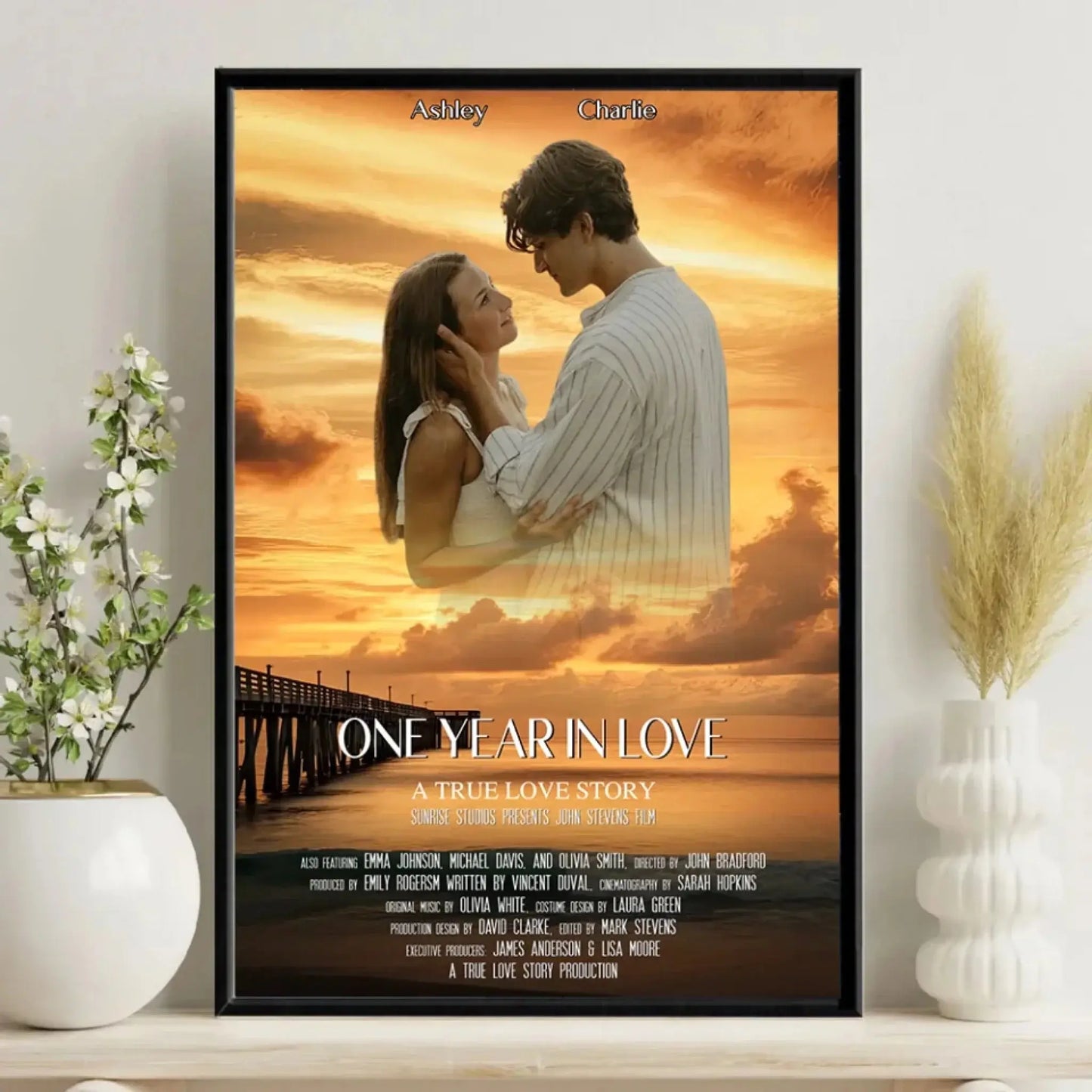 Custom Sunset Movie Poster Canvas – Personalized Wall Art with Custom Title for Couples & Best Friends, Romantic Gift for Anniversaries, Valentine's Day & More Ezcustomize