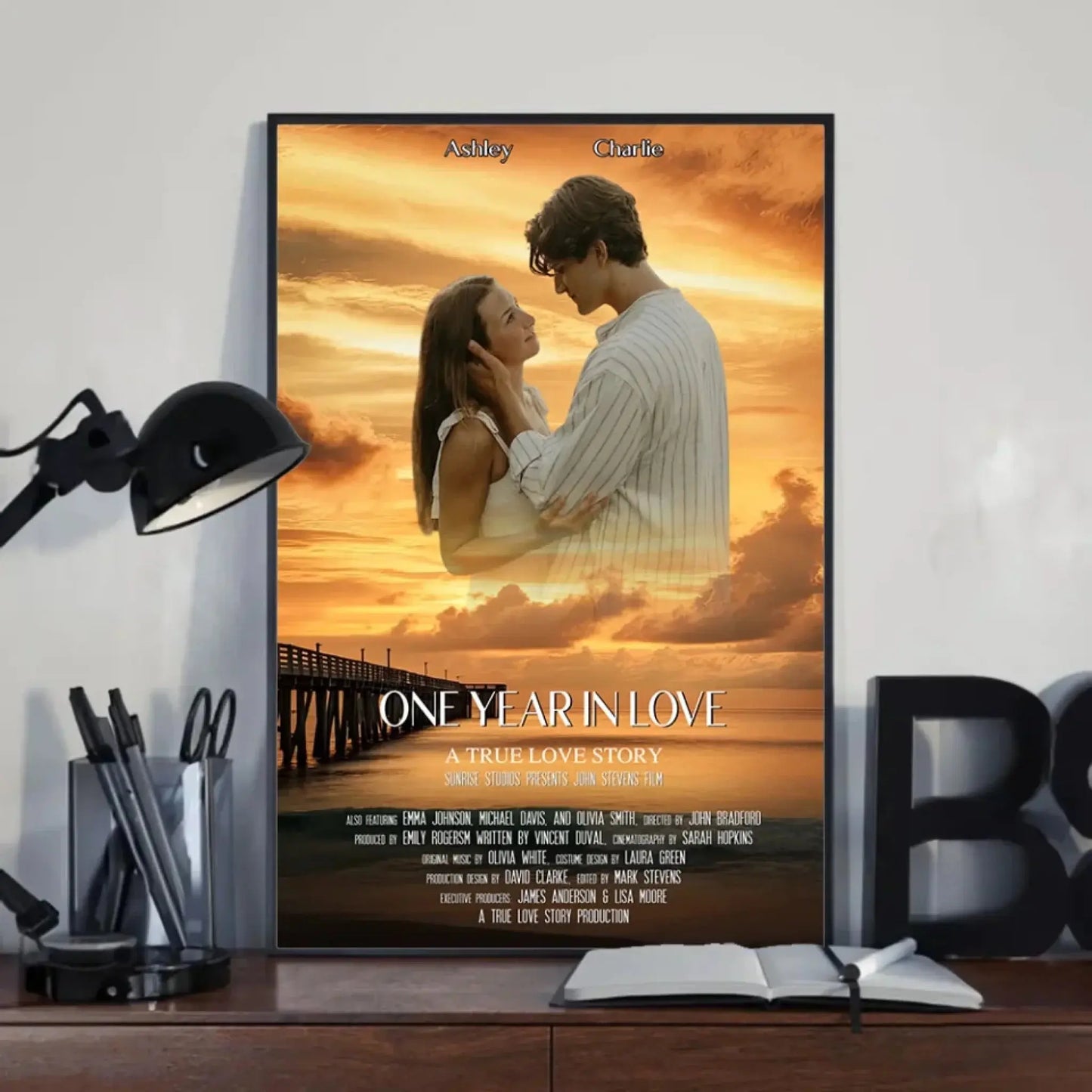 Custom Sunset Movie Poster Canvas – Personalized Wall Art with Custom Title for Couples & Best Friends, Romantic Gift for Anniversaries, Valentine's Day & More Ezcustomize