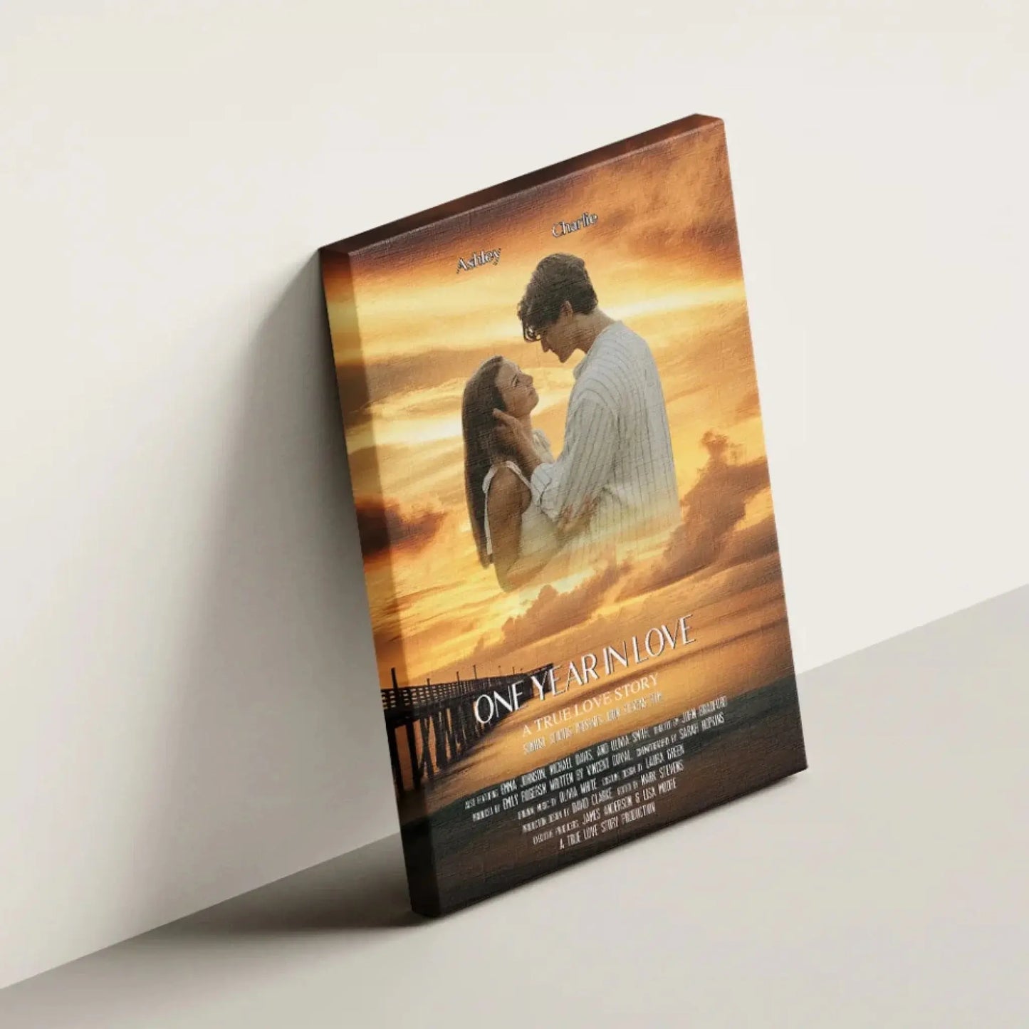 Custom Sunset Movie Poster Canvas – Personalized Wall Art with Custom Title for Couples & Best Friends, Romantic Gift for Anniversaries, Valentine's Day & More Ezcustomize