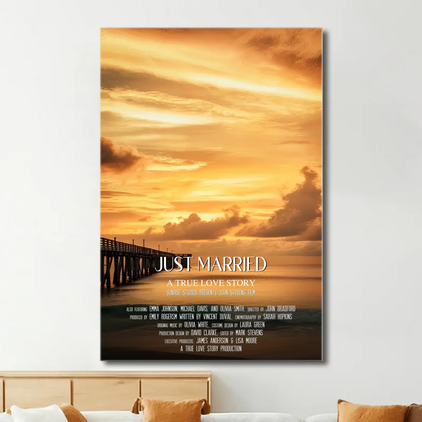 Custom Sunset Movie Poster Canvas – Personalized Wall Art with Custom Title for Couples & Best Friends, Romantic Gift for Anniversaries, Valentine's Day & More Ezcustomize