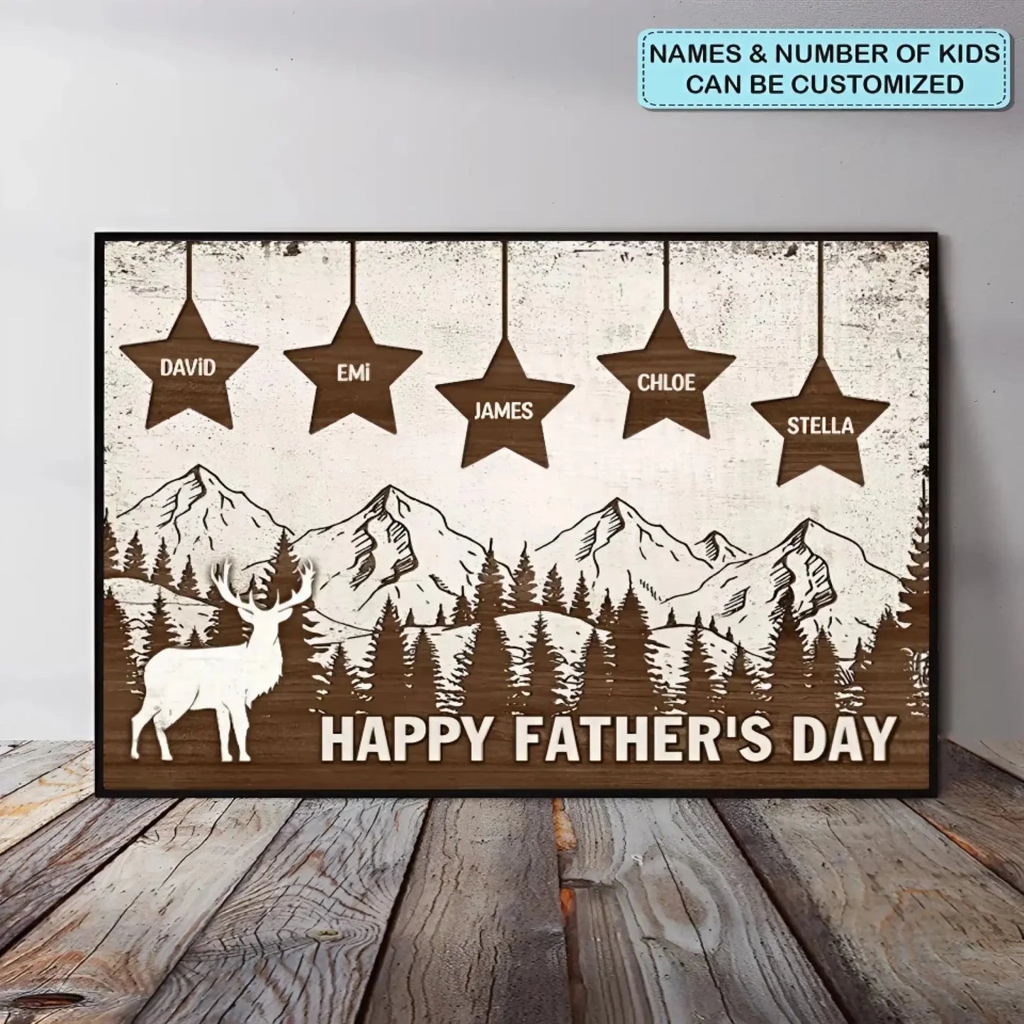 Custom Wooden Star Map Poster/Canvas – Personalized Gift for Dad & Grandpa, Horizontal Wall Art, Unique Family Keepsake, Perfect Home Decor Ezcustomize