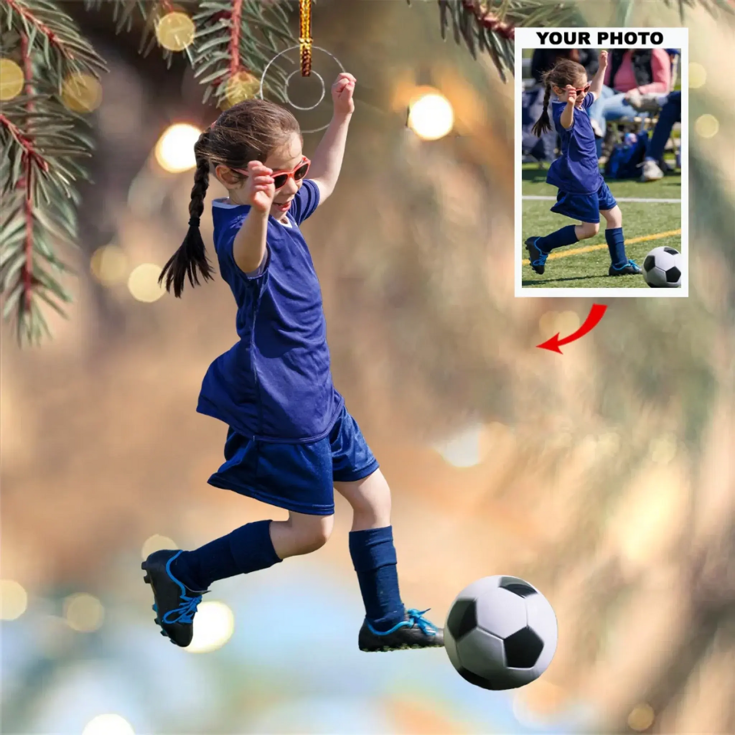 Custom Youth Sports Photo Ornament – Personalized Acrylic Christmas Gift for Kids, Athletes, Sports Fans Ezcustomize