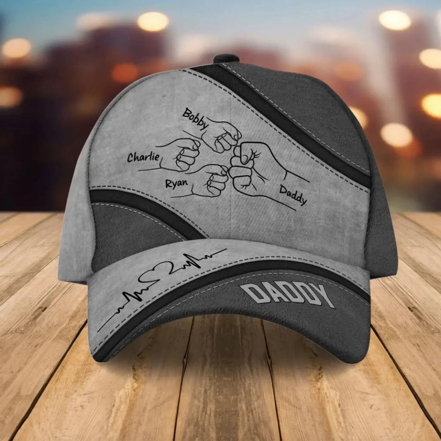 Custom "Daddy’s Team" Fist Bump Classic Cap -Anniversary Gift for Dad & Grandpa Ezcustomize