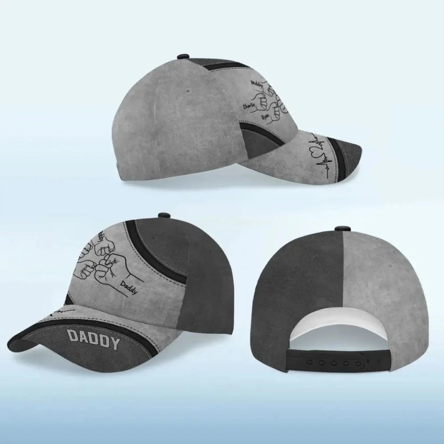 Custom "Daddy’s Team" Fist Bump Classic Cap -Anniversary Gift for Dad & Grandpa Ezcustomize