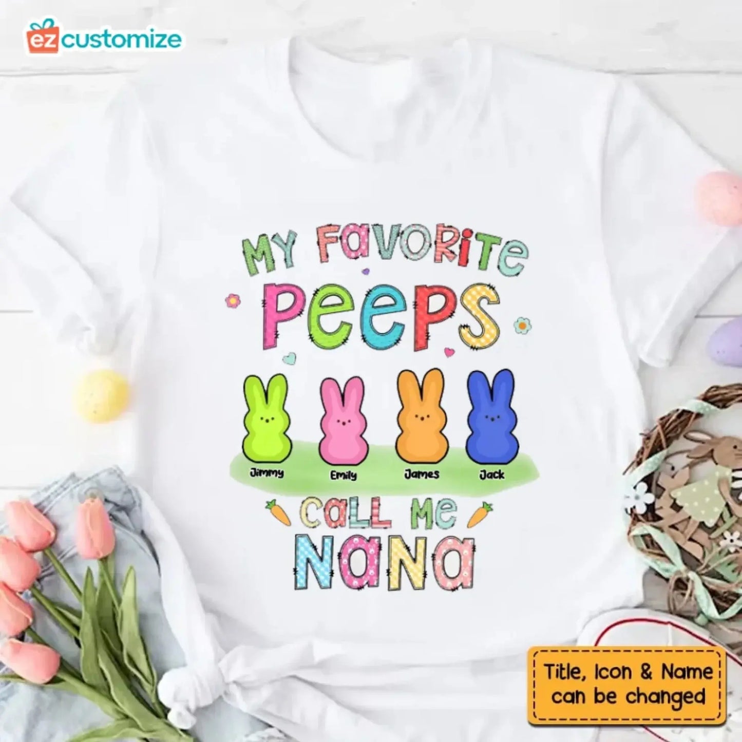 Custom "Grandma’s Easter Peeps" Shirt – Personalized Easter Gift for Grandma Ezcustomize