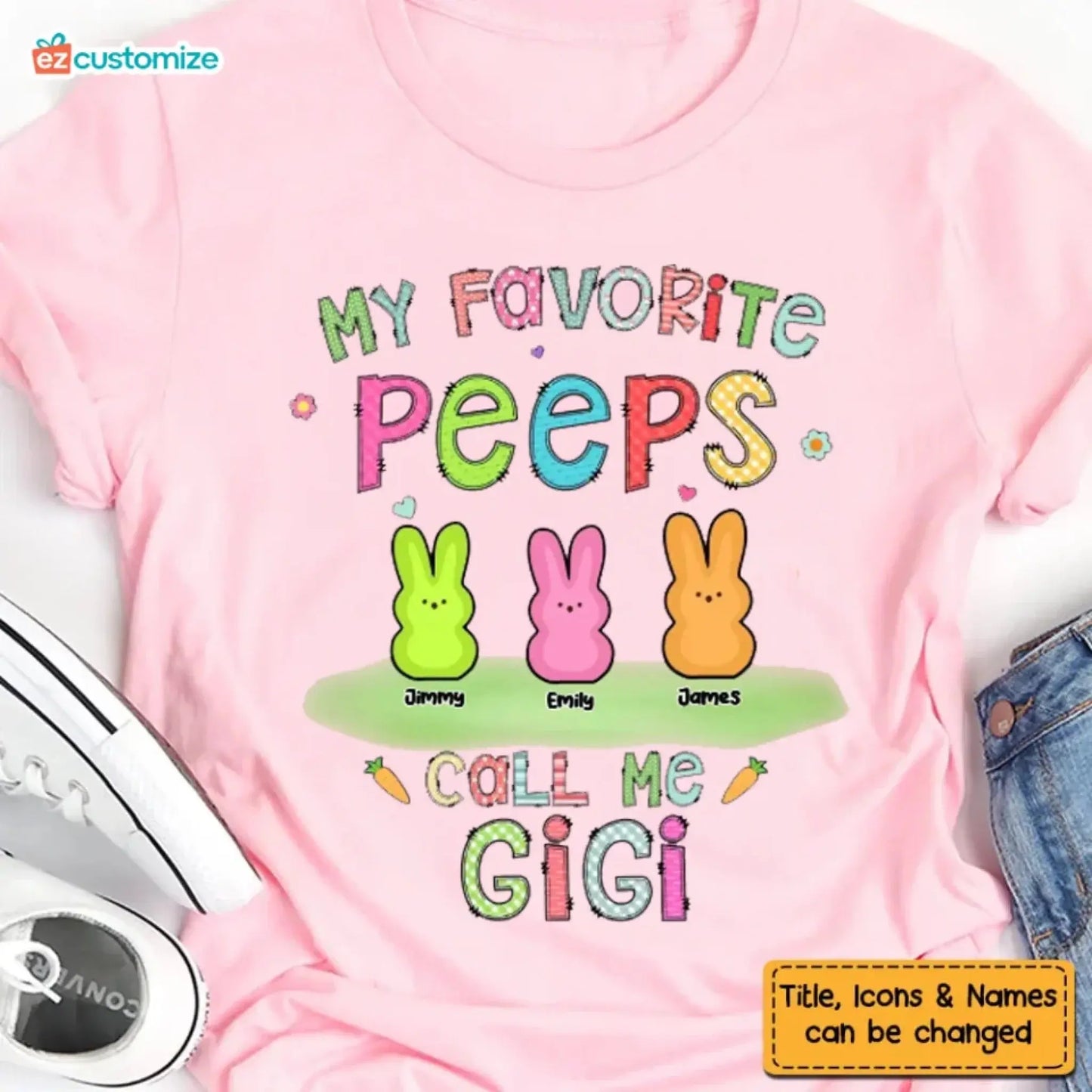 Custom "Grandma’s Easter Peeps" Shirt – Personalized Easter Gift for Grandma Ezcustomize