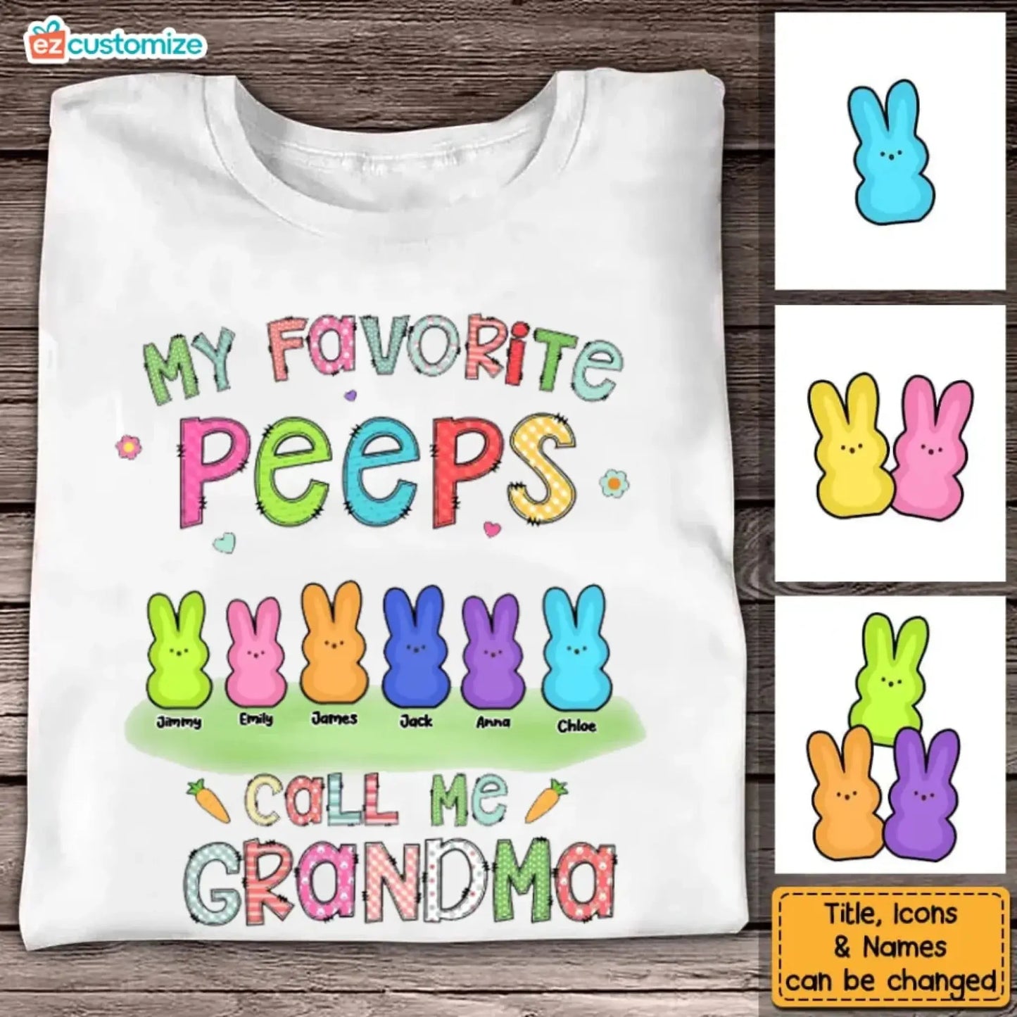 Custom "Grandma’s Easter Peeps" Shirt – Personalized Easter Gift for Grandma Ezcustomize