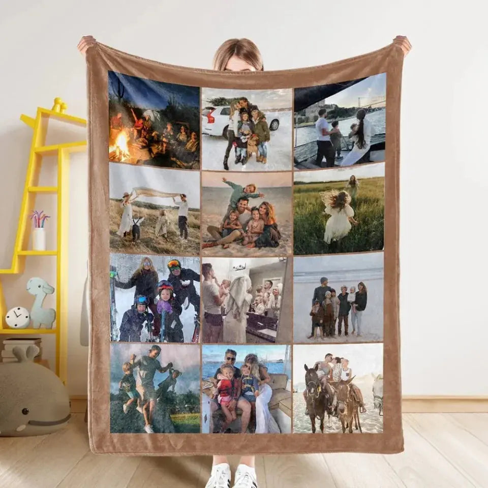 Customizable Photo Collage Custom Blanket With Text Gift For Family Friends Gift For Him For Her Personalized Fleece Blanket Ezcustomize