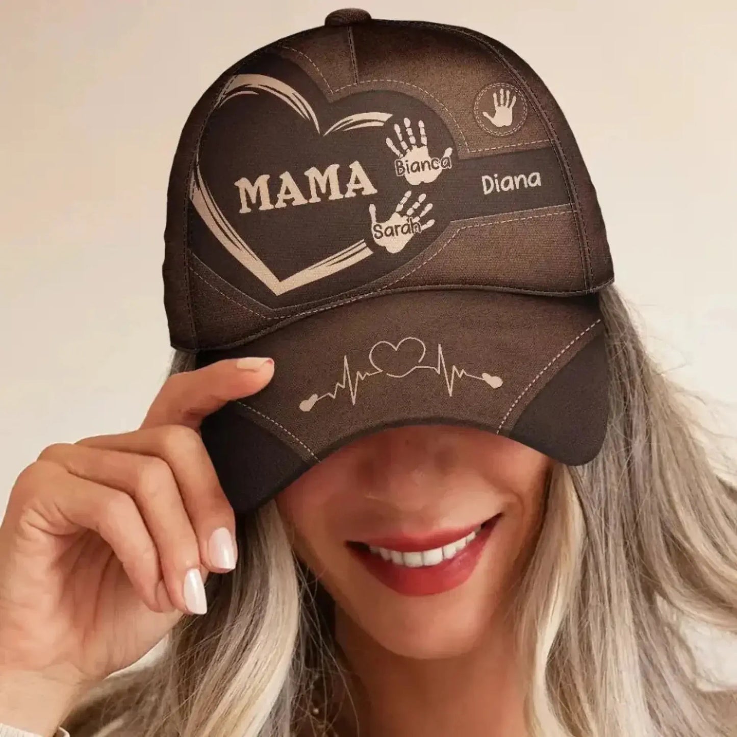 Customized Grandpa Classic Cap with Kids’ Handprints – Sentimental Gift for Father’s Day Ezcustomize