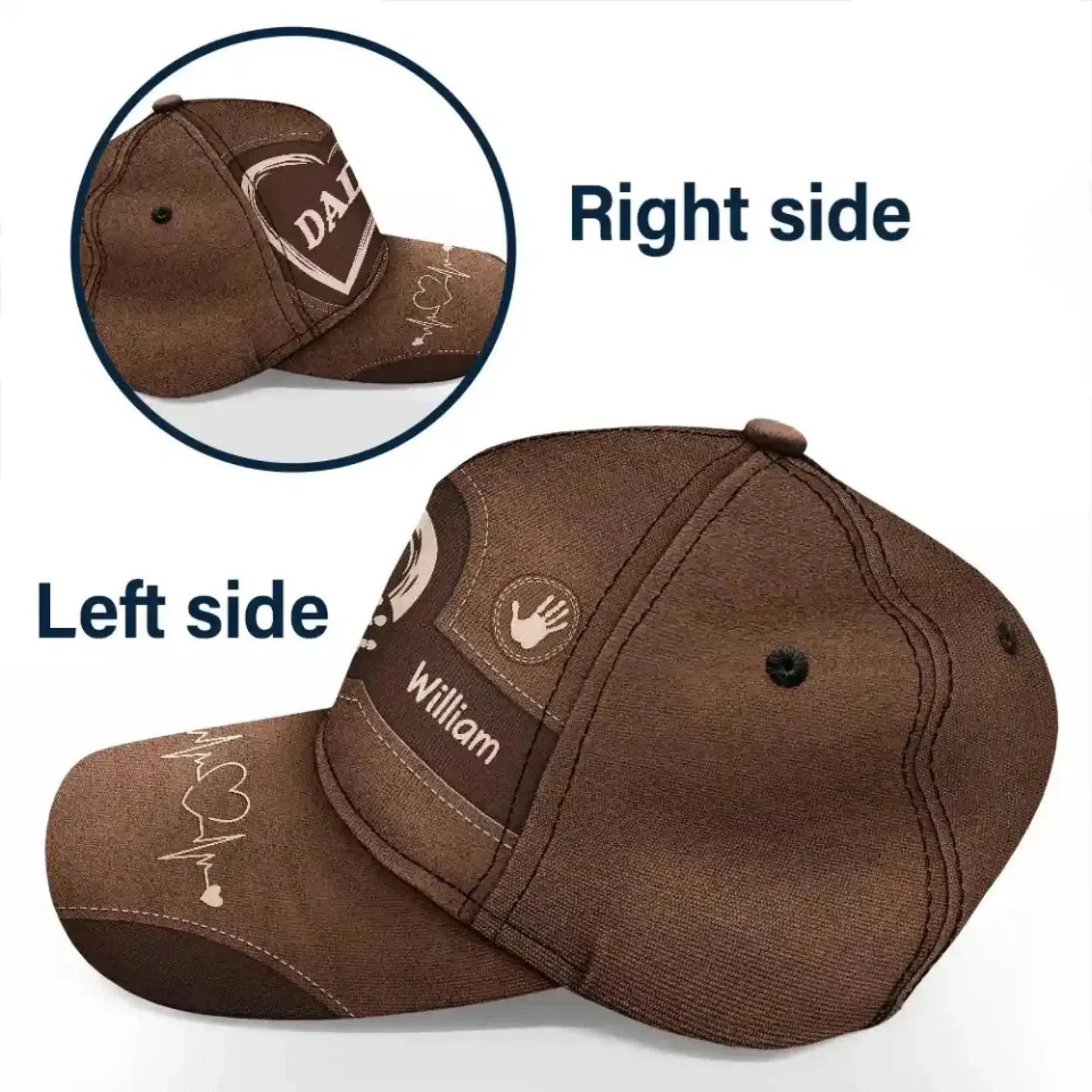 Customized Grandpa Classic Cap with Kids’ Handprints – Sentimental Gift for Father’s Day Ezcustomize