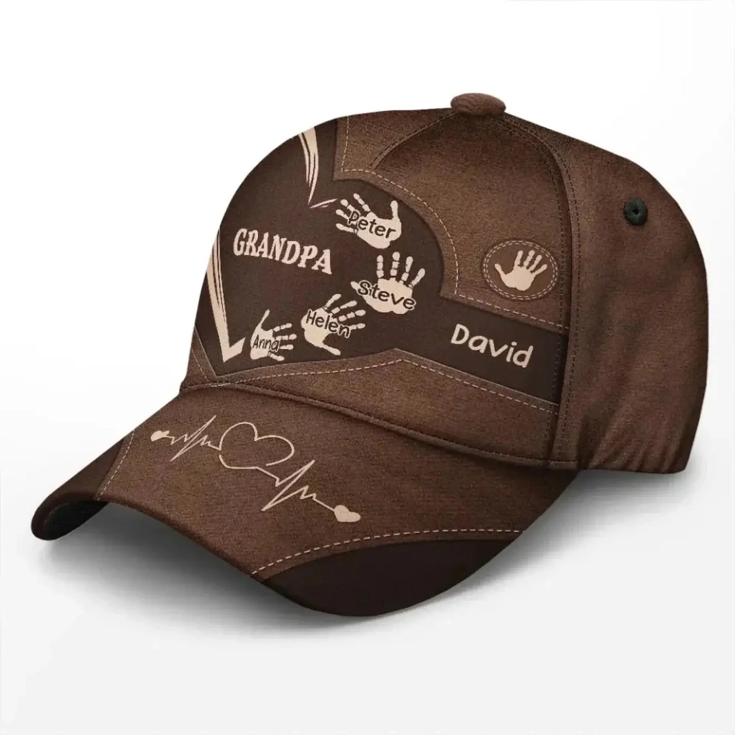 Customized Grandpa Classic Cap with Kids’ Handprints – Sentimental Gift for Father’s Day Ezcustomize