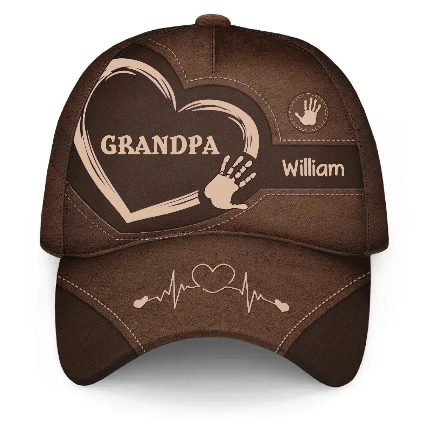 Customized Grandpa Classic Cap with Kids’ Handprints – Sentimental Gift for Father’s Day Ezcustomize