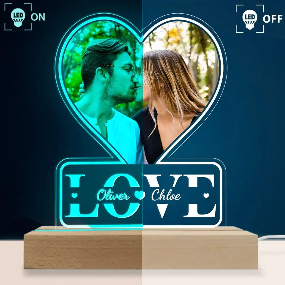 Customized Led Light With Your Names - Personalized Photo Led Light - Valentine's Day Gifts For Her, Him Ezcustomize