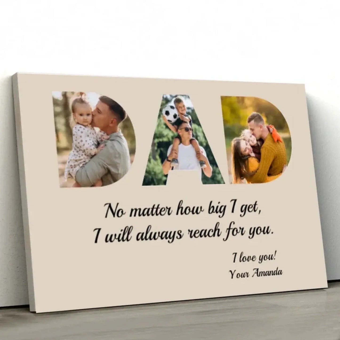 "DAD - I Will Always Reach for You" Personalized Poster/Canvas - Special Gift for Fathers, Grandpa Ezcustomize