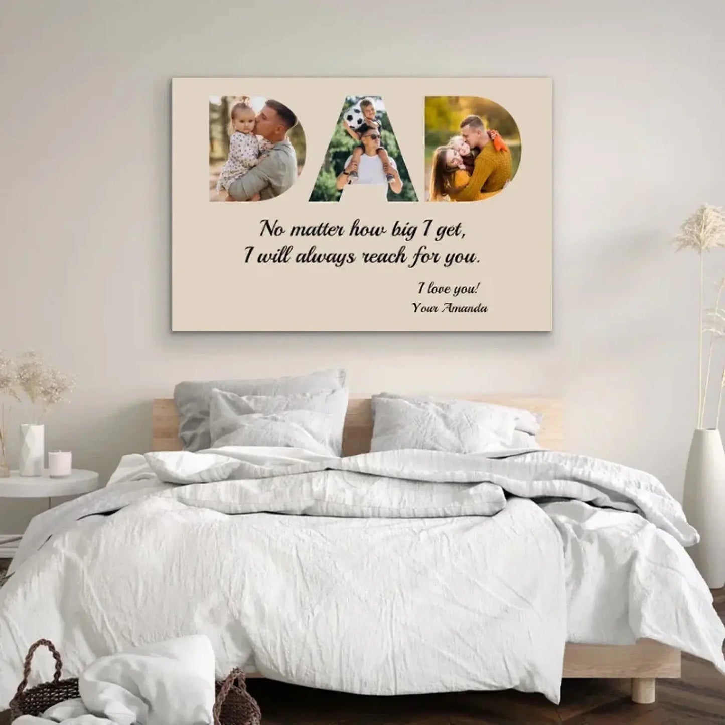 "DAD - I Will Always Reach for You" Personalized Poster/Canvas - Special Gift for Fathers, Grandpa Ezcustomize