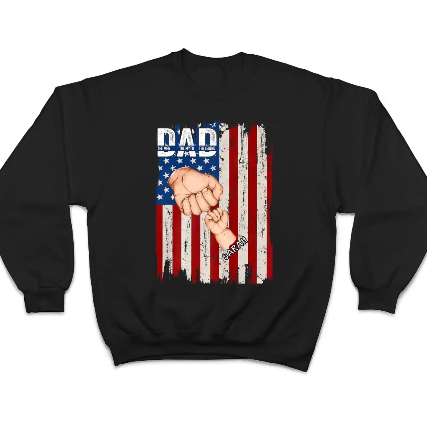 Dad Fist Bump Shirt with Kids' Names – Personalized American Flag T-Shirt, Gift for Dad or Grandpa, Father's Day Custom Tee Ezcustomize