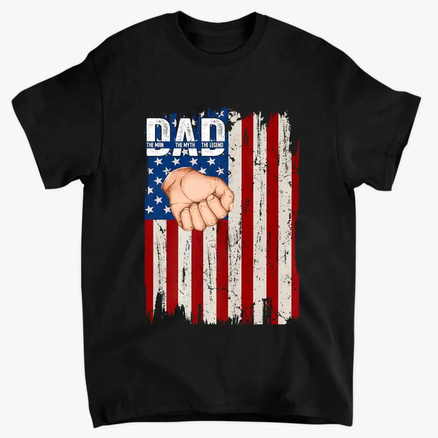 Dad Fist Bump Shirt with Kids' Names – Personalized American Flag T-Shirt, Gift for Dad or Grandpa, Father's Day Custom Tee Ezcustomize