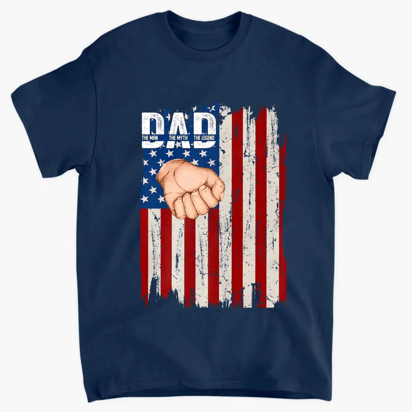 Dad Fist Bump Shirt with Kids' Names – Personalized American Flag T-Shirt, Gift for Dad or Grandpa, Father's Day Custom Tee Ezcustomize