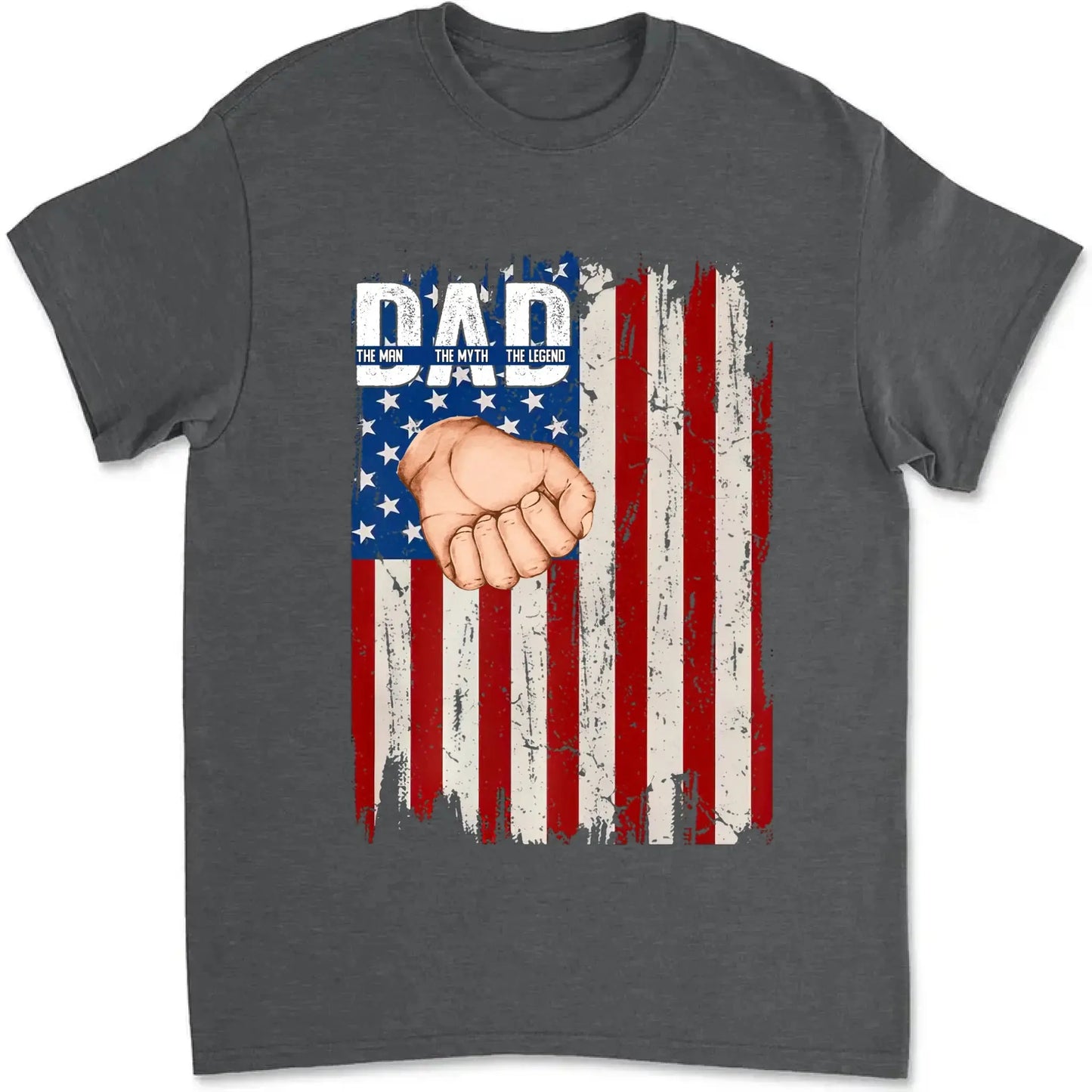 Dad Fist Bump Shirt with Kids' Names – Personalized American Flag T-Shirt, Gift for Dad or Grandpa, Father's Day Custom Tee Ezcustomize