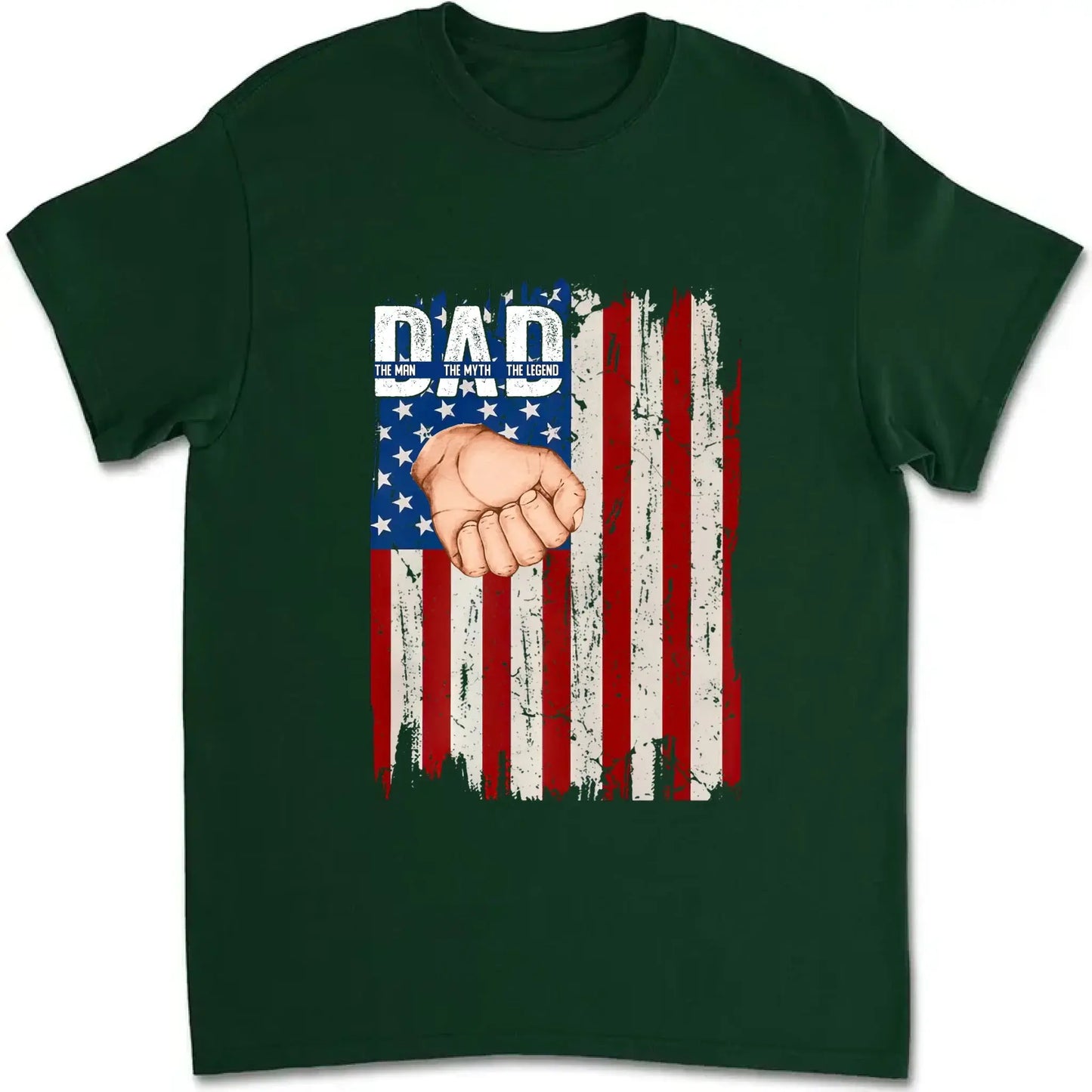 Dad Fist Bump Shirt with Kids' Names – Personalized American Flag T-Shirt, Gift for Dad or Grandpa, Father's Day Custom Tee Ezcustomize
